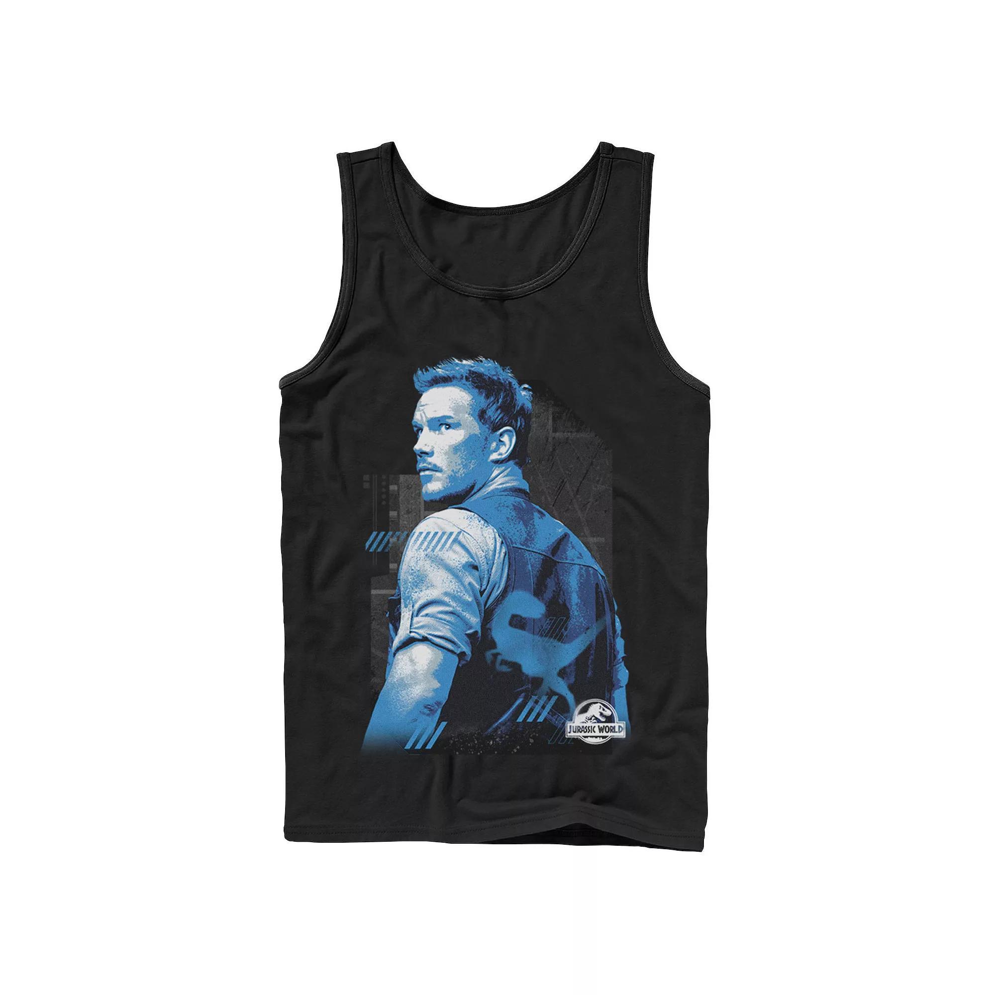 Men's Jurassic World Owen Blue Tone Portrait Tank Top, Size: XL, Black Product Image