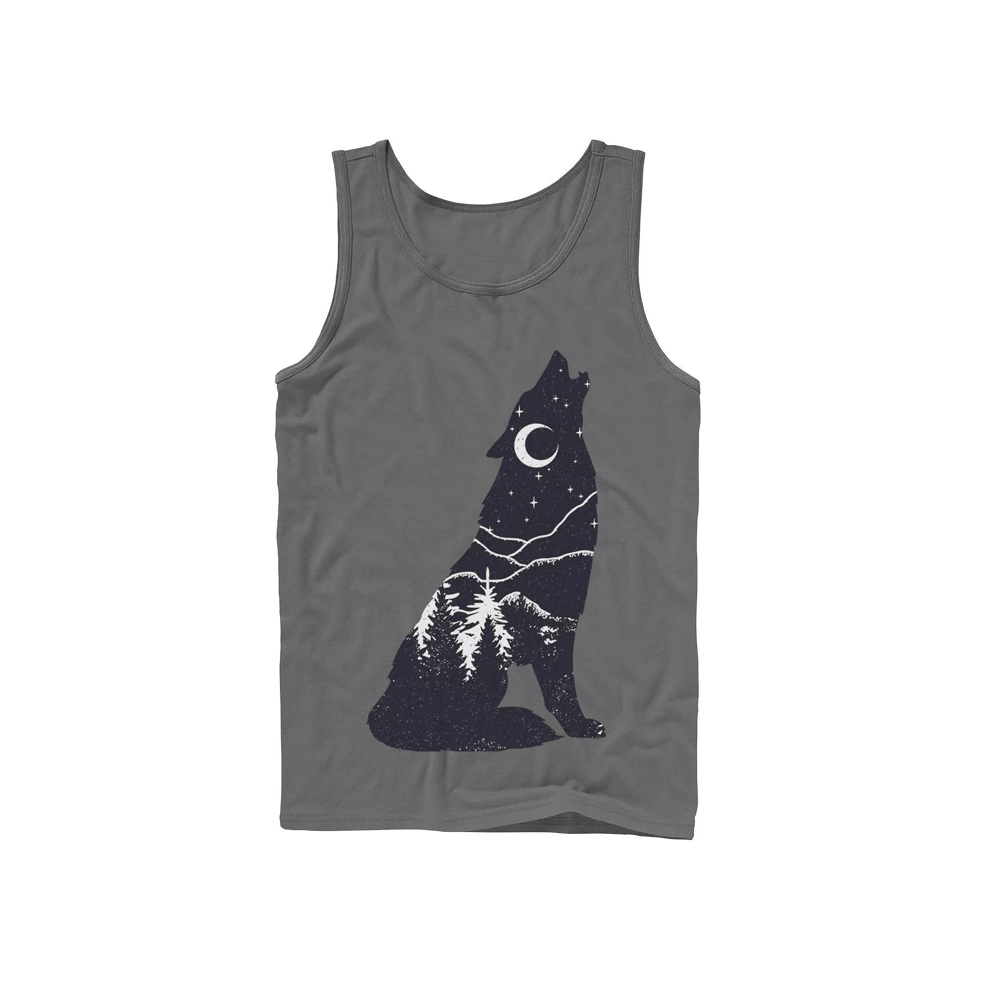 Men's Wolf Howl Silhouette Fill Tank Top, Size: Small, Blue Product Image