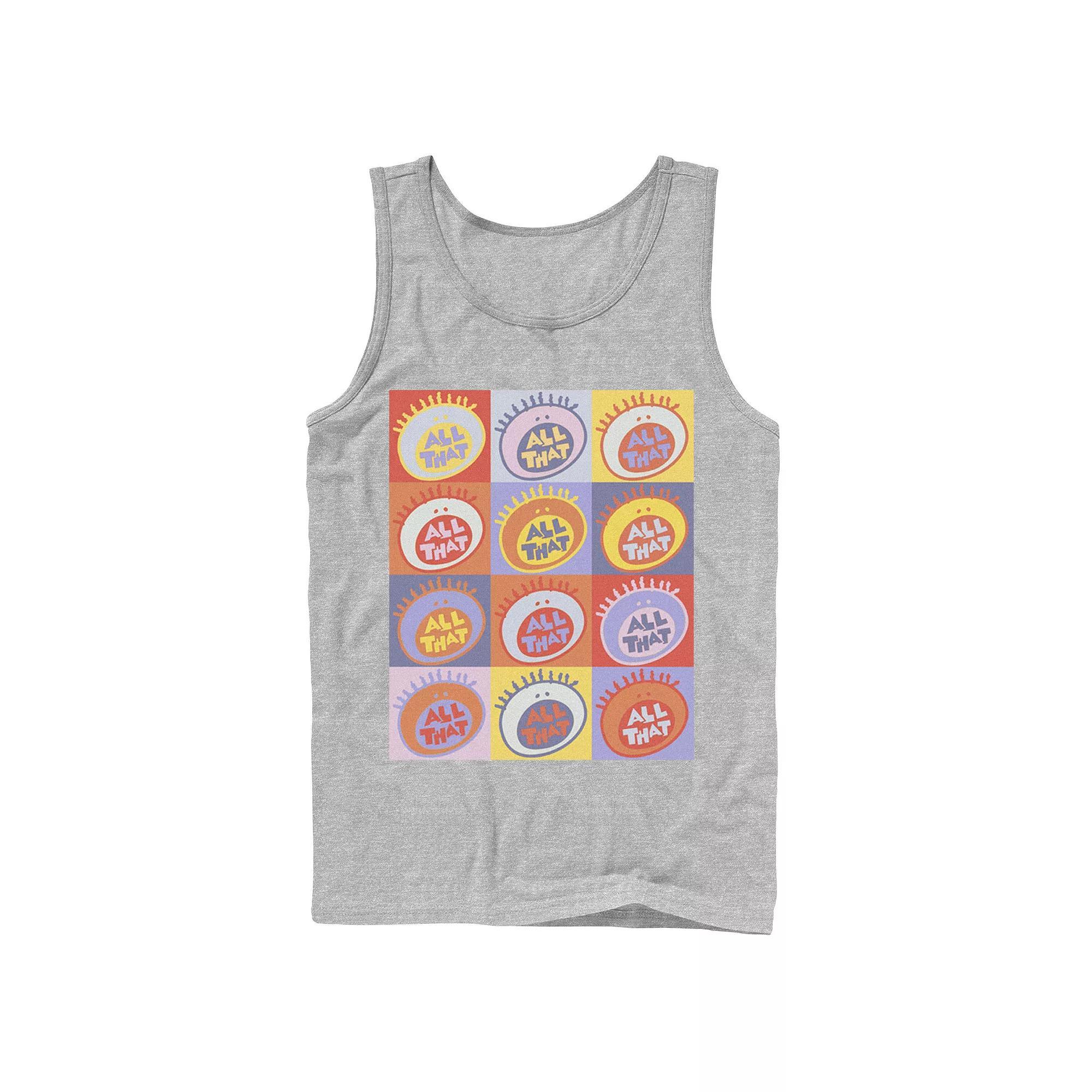 Mens Nickelodeon All That Classic Vintage Logo Panels Graphic Tank Top Athletic Grey Product Image