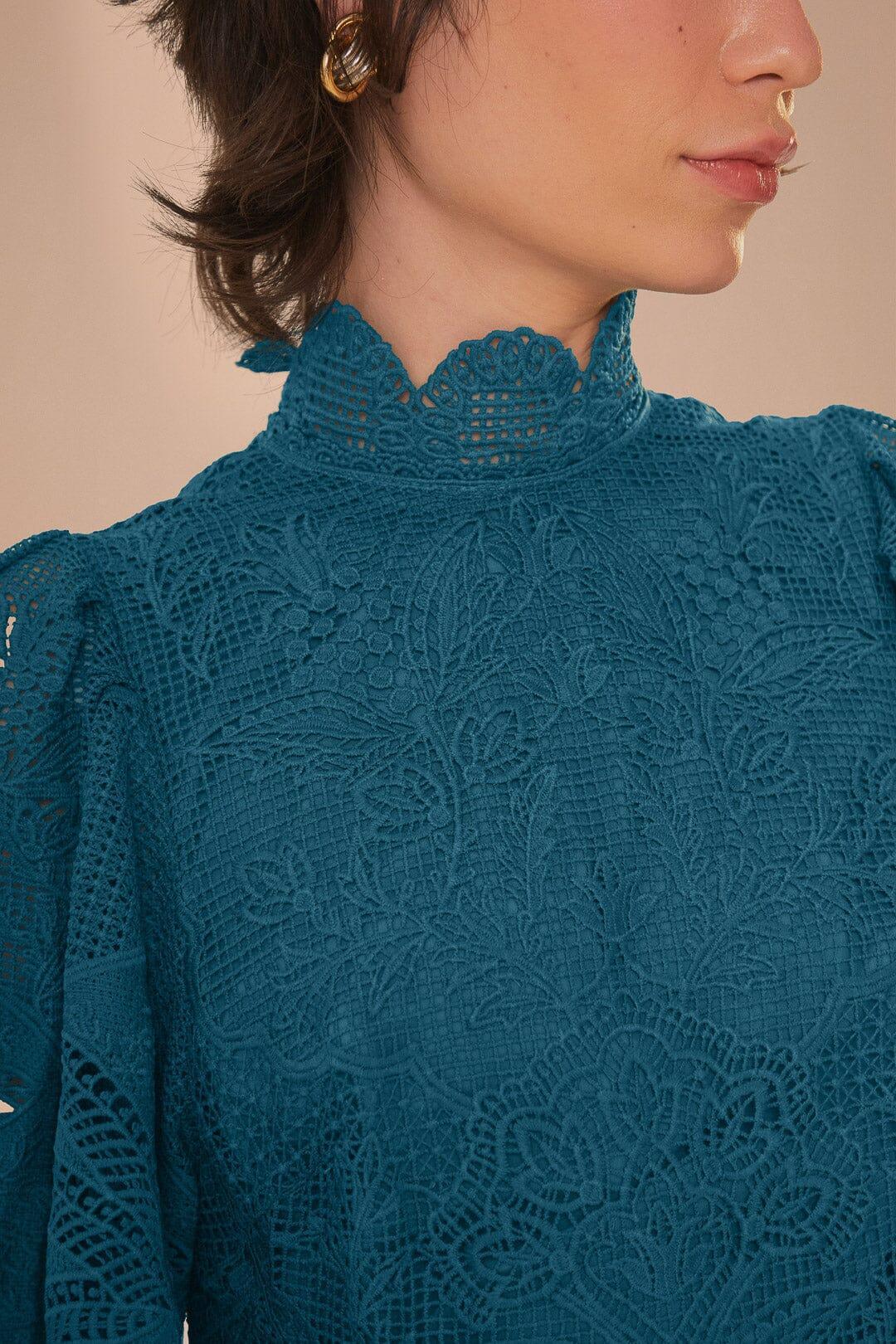Green Guipire Cut-Out Midi Dress Product Image