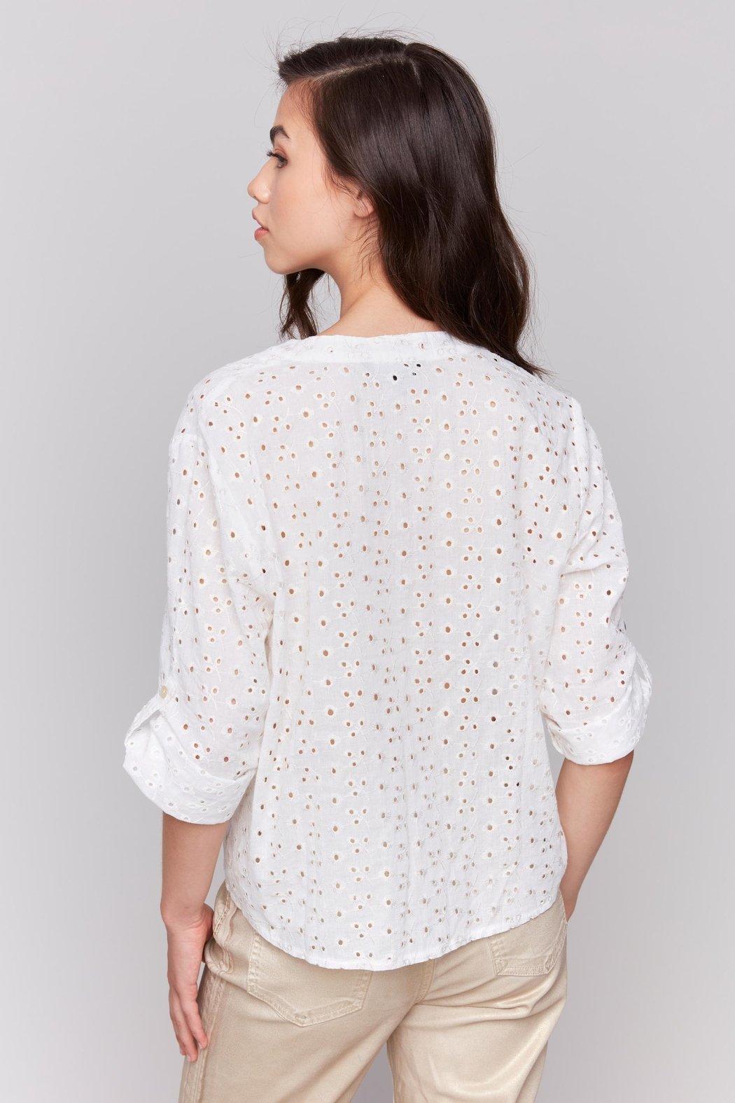 Ivory & Gold Eyelet Blouse Product Image