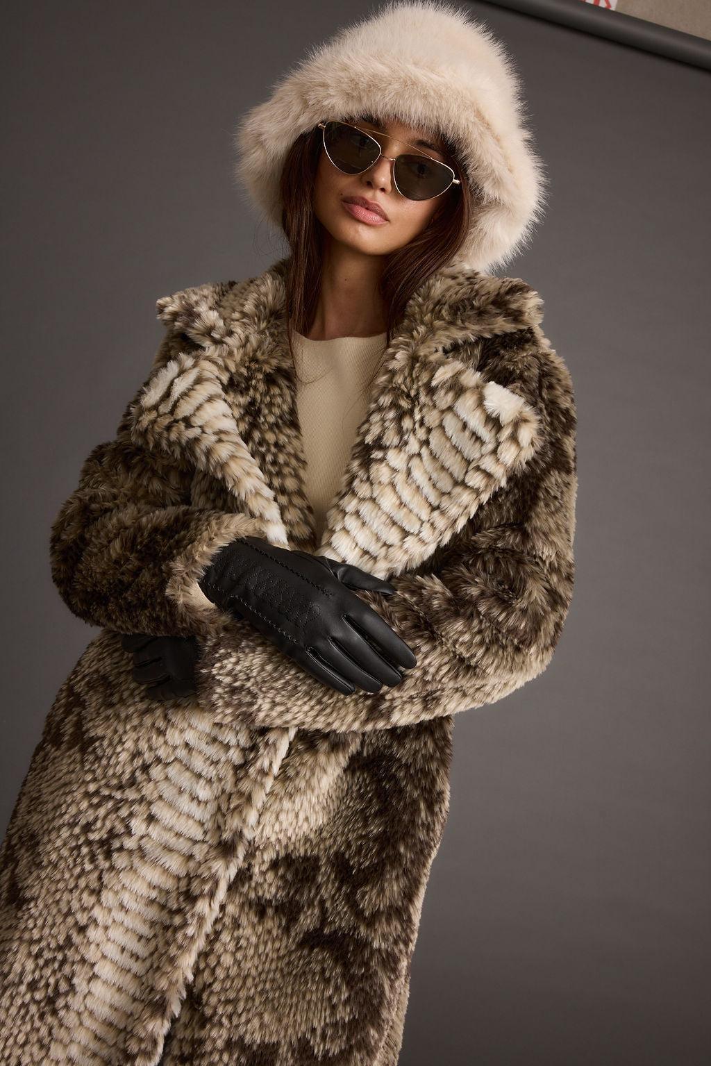 Vivienne Grey Snake Faux Fur Jacket Product Image