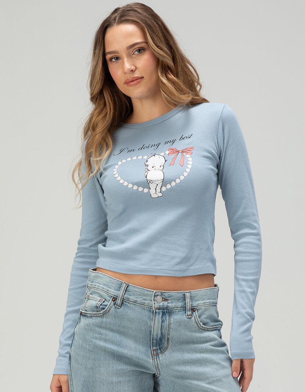 KEWPIE Pretty Bow Womens Long Sleeve Tee - LIGHT BLUE Product Image