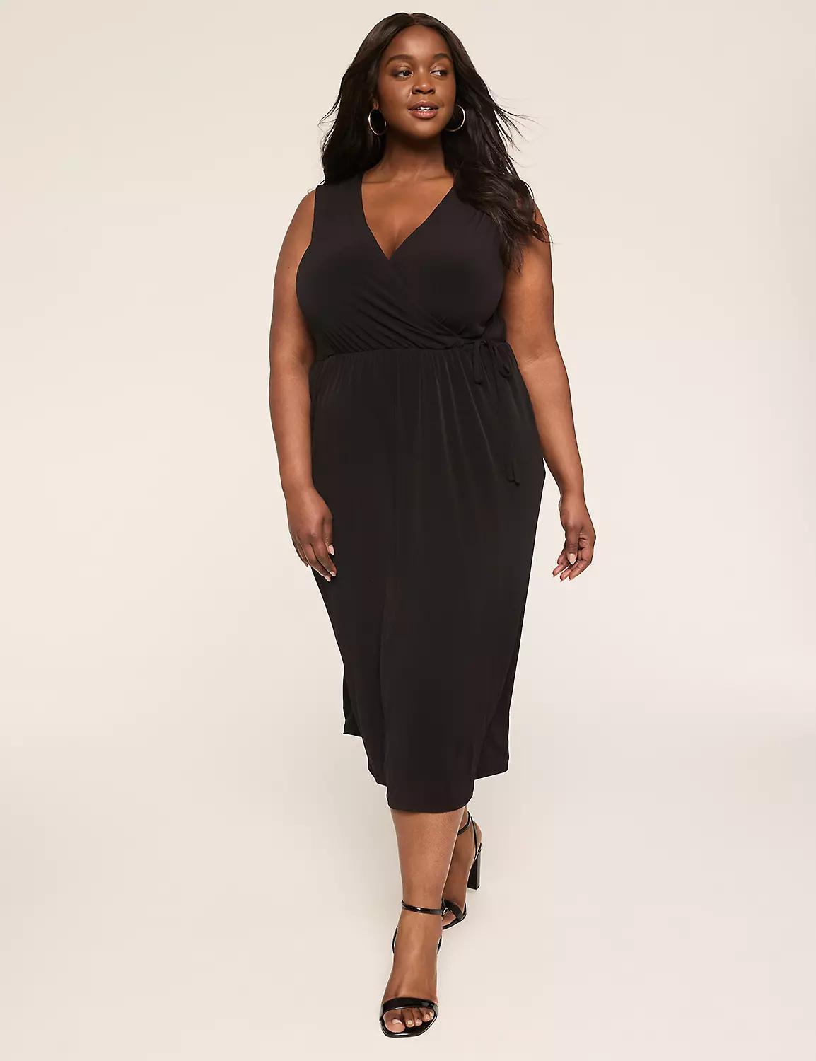 Sleeveless Faux-Wrap Jersey Dress Product Image