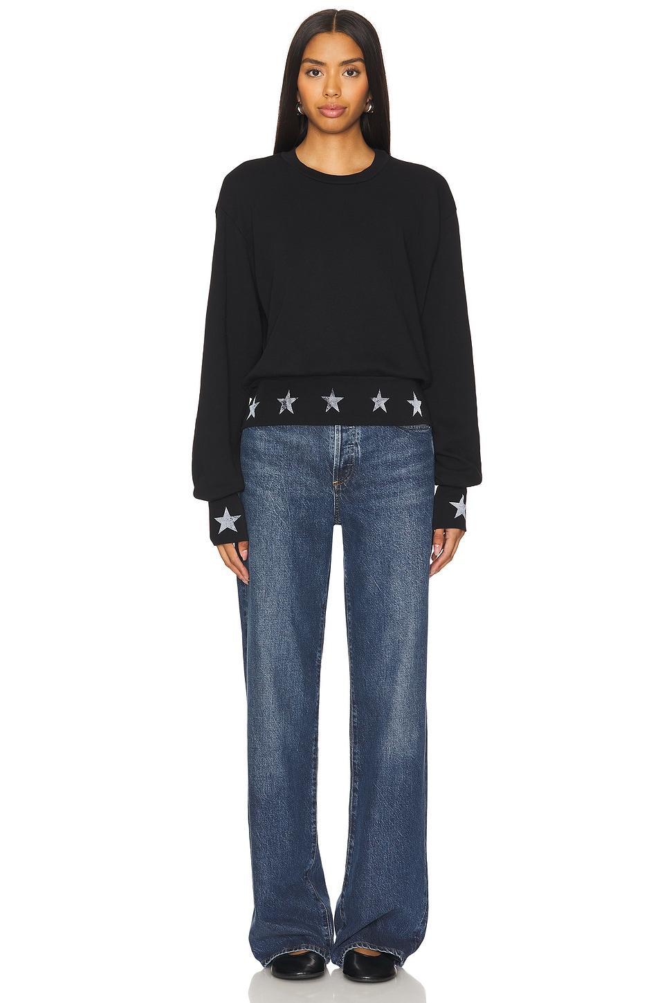 Kamon Crew Neck Pullover W/ Metallic Silver Star Print Top Michael Lauren Product Image