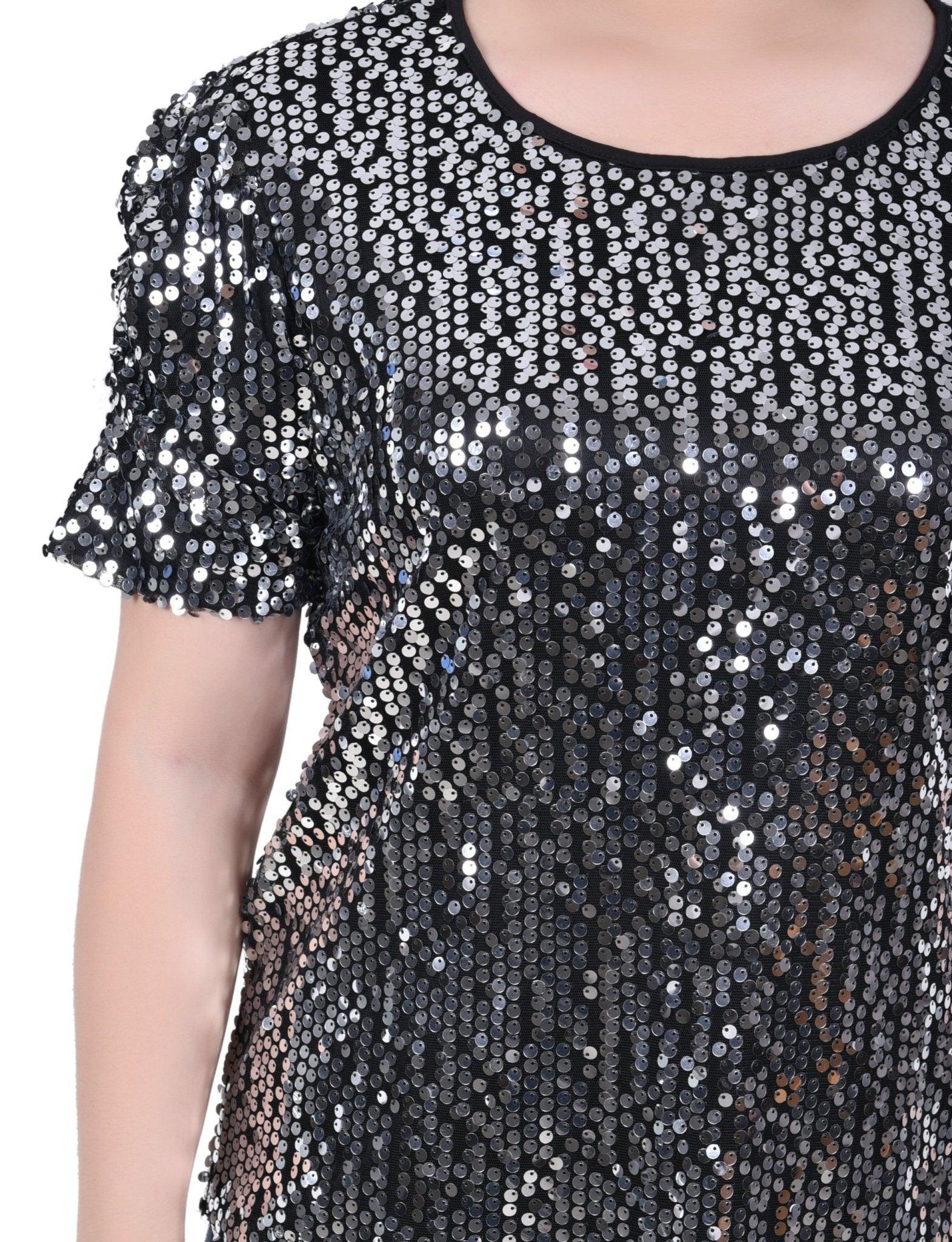 Short Sleeve Sequined Top - Petite Product Image