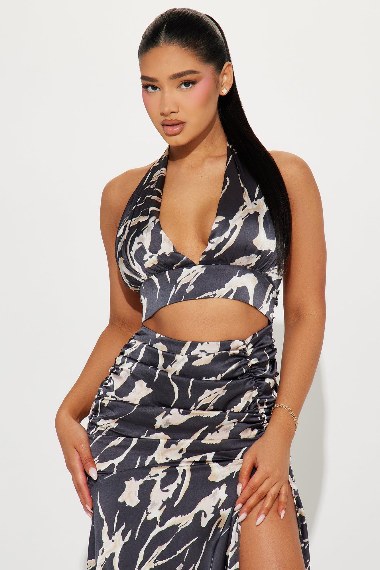 Looking For You Satin Maxi Dress - Black/combo Product Image