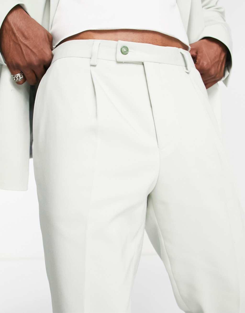 Viggo pierre relaxed straight suit pants in sage Product Image