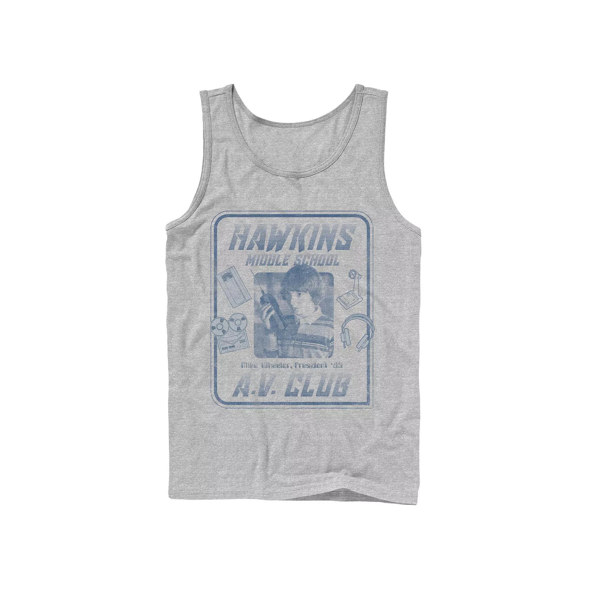 Mens Netflix Stranger Things Mike Wheeler Hawkins A.V. Club Tank Top Athletic Grey Product Image
