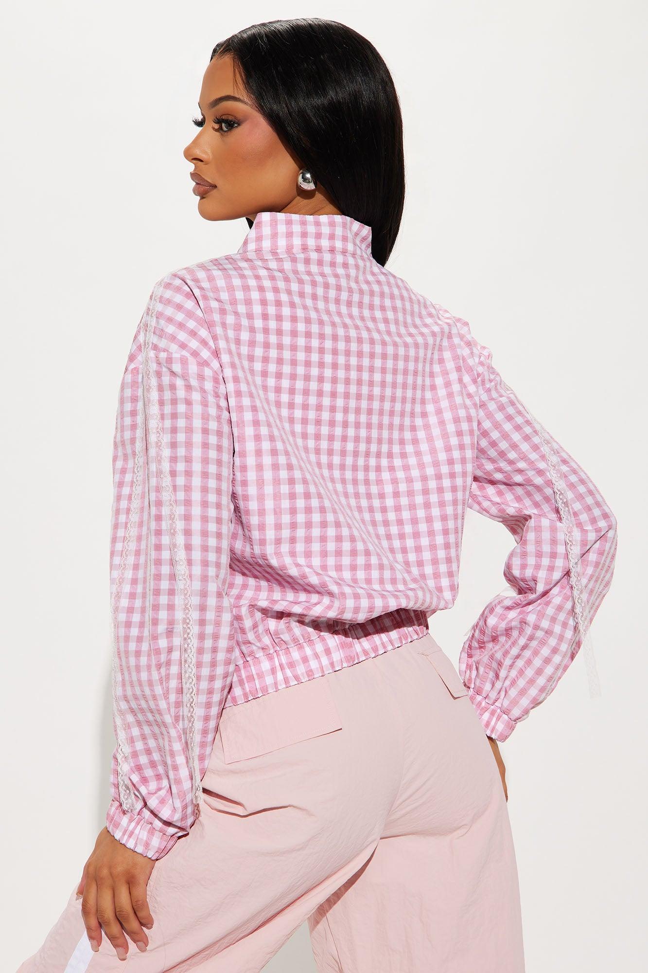 Lacey Drift Windbreaker Jacket - White/Pink Product Image