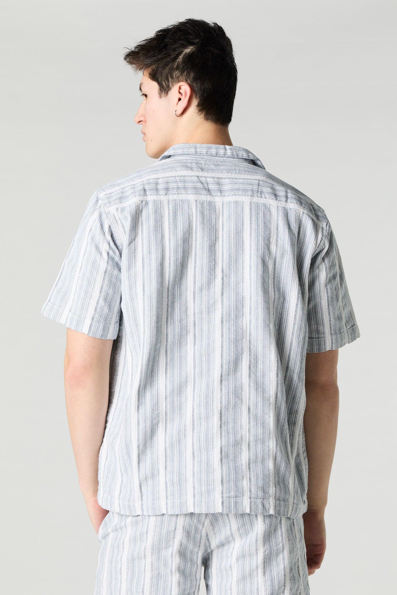 Striped Knit Button-Up Top Male Product Image