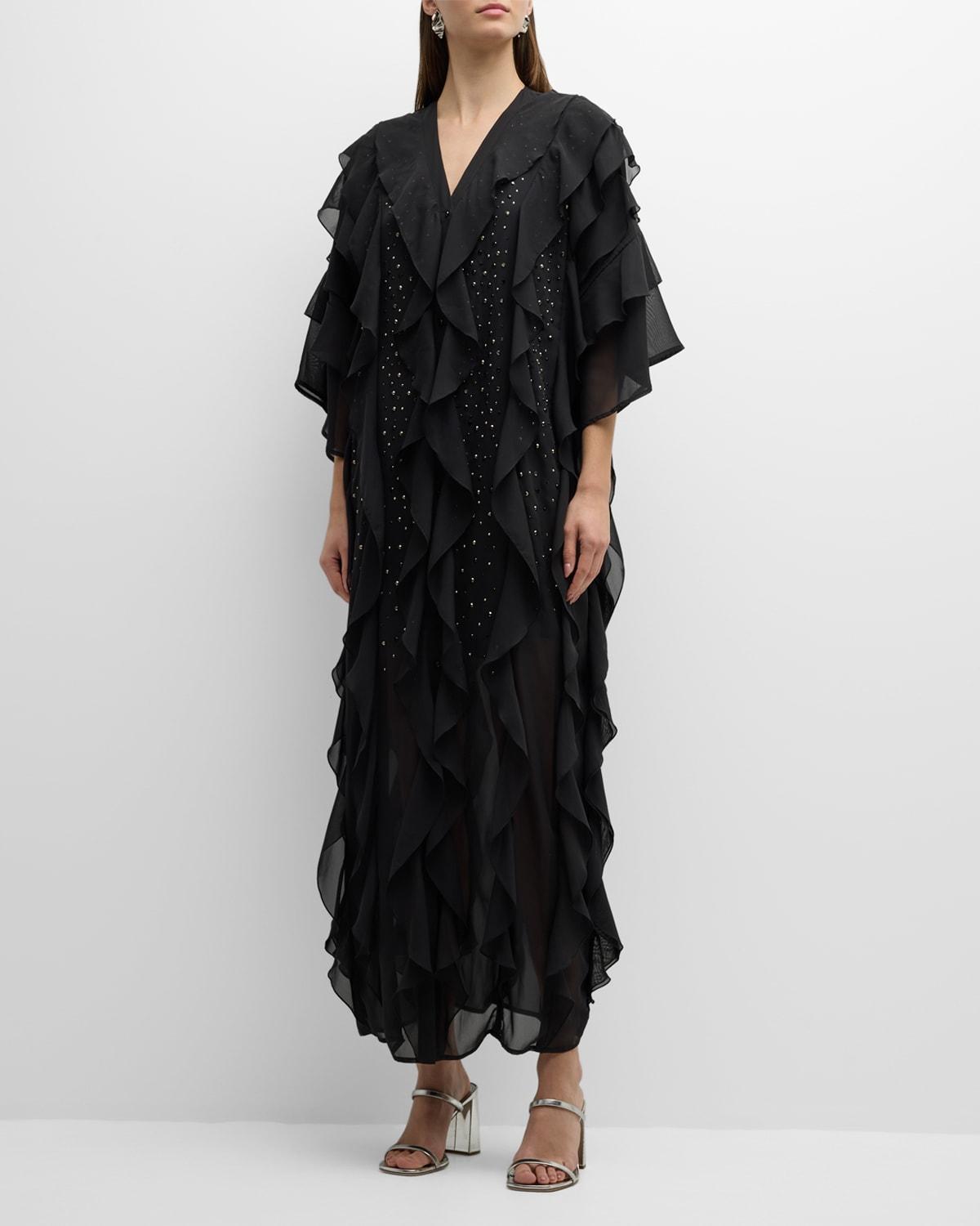 Misook Tiered Ruffle Woven Chiffon Maxi Dress Product Image
