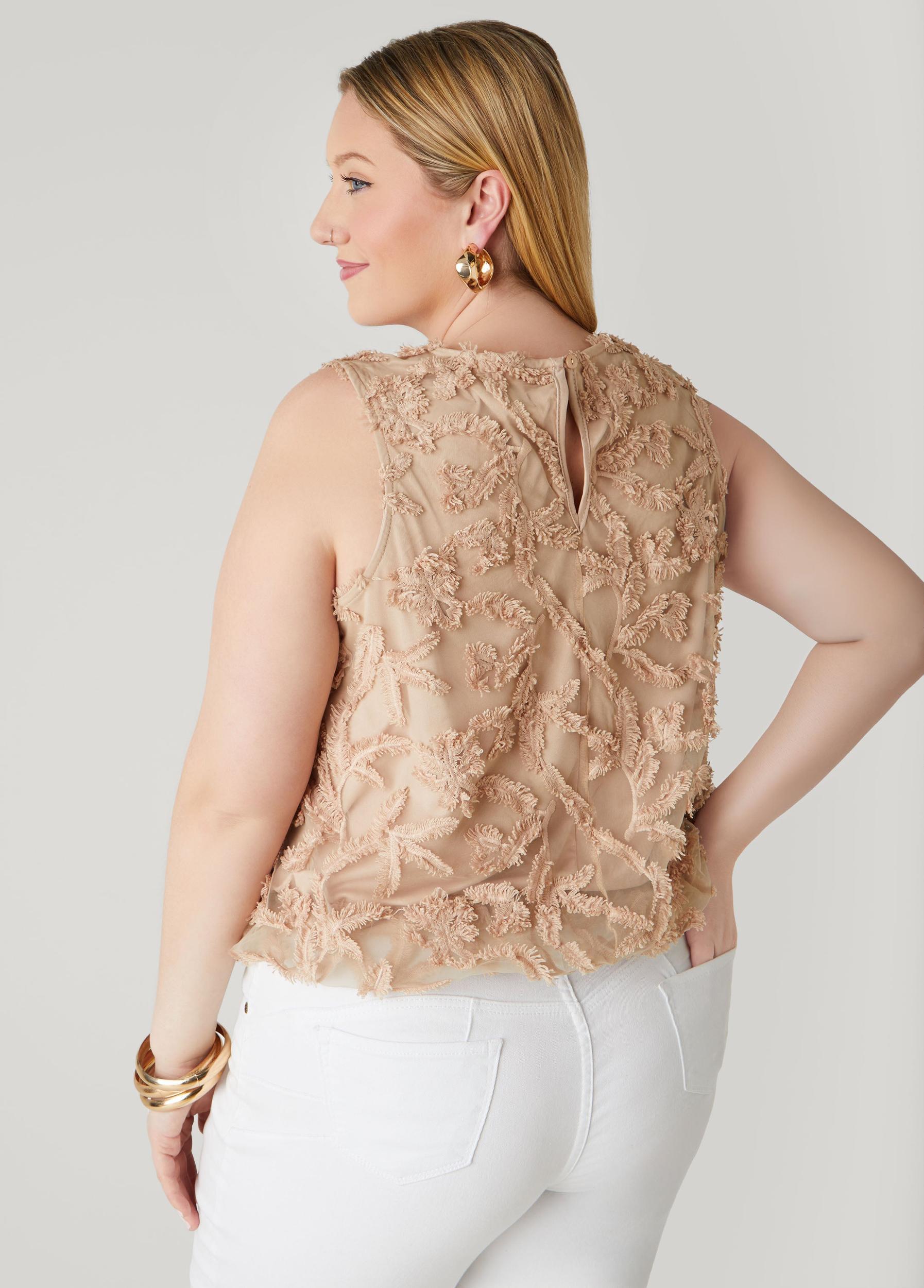 Embroidered Mesh Bubble Top Product Image