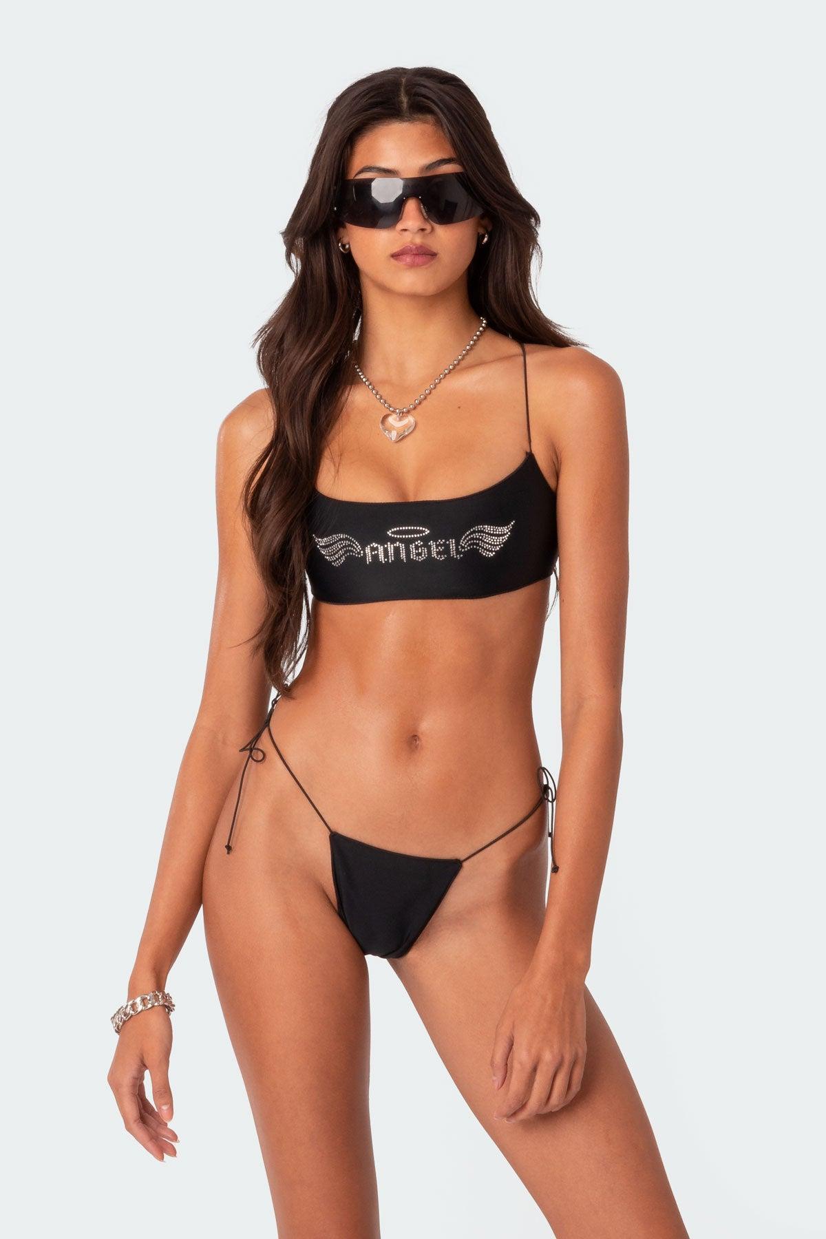 Angel Rhinestone Bikini Top Product Image