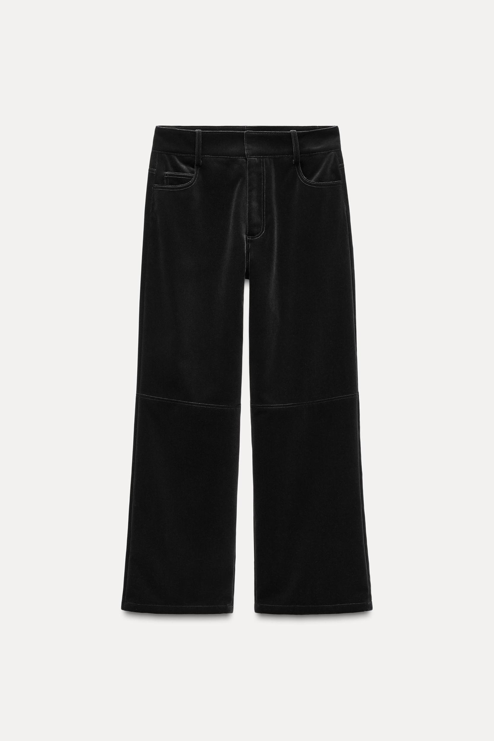 STRAIGHT LEG VELVET PANTS ZW COLLECTION Product Image