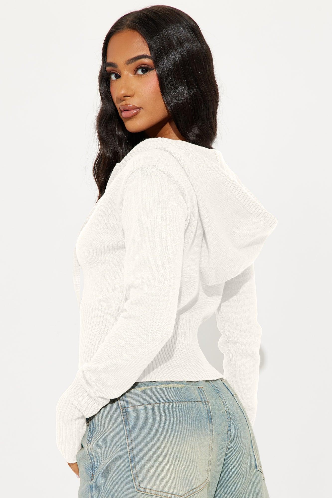 Lana Zip Up Sweater - White Female Product Image