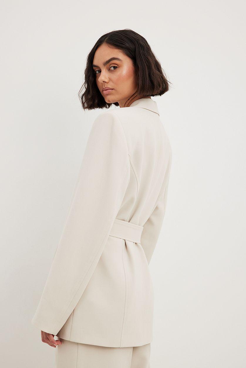 D-ring Belted Wide Shoulder Blazer Product Image