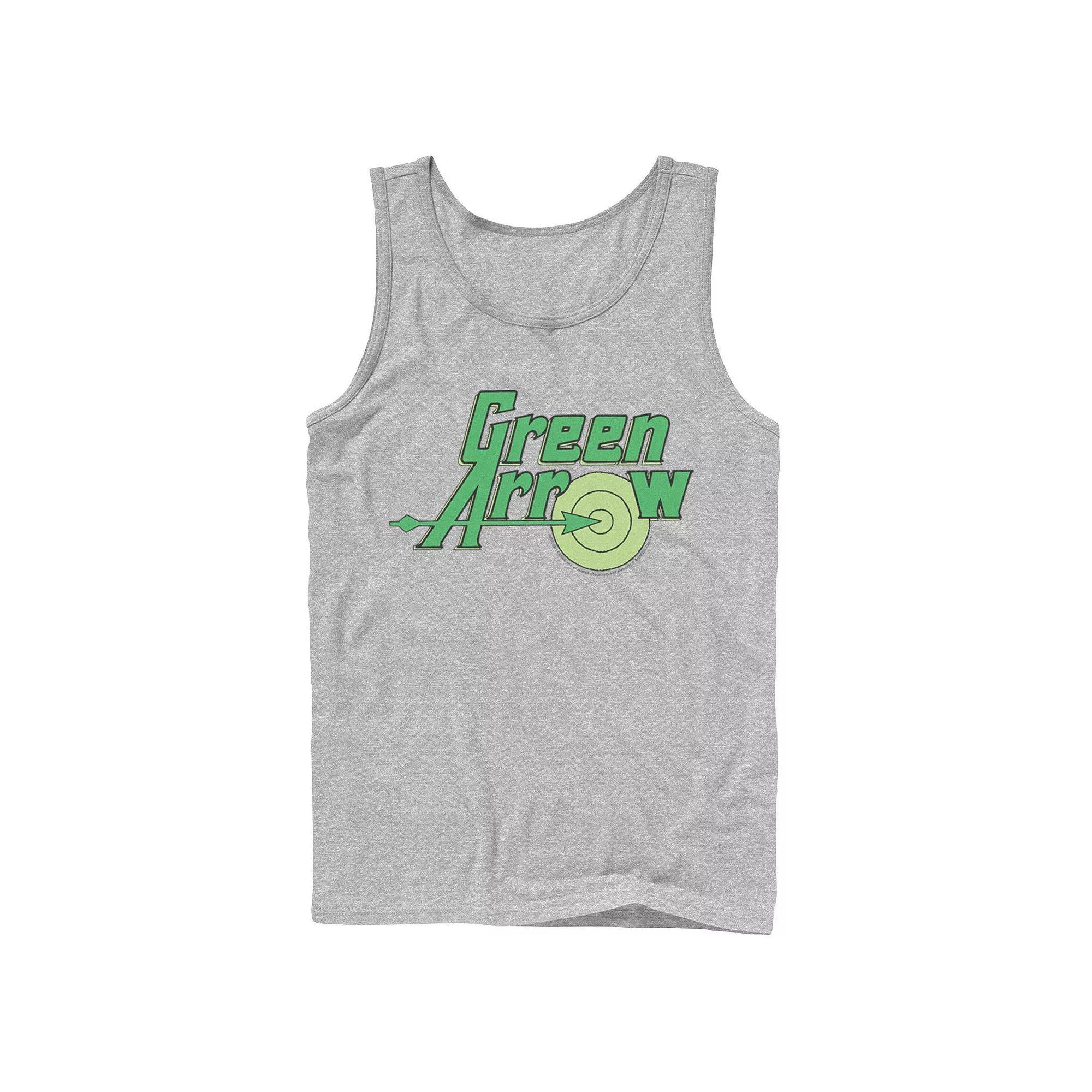 Men's DC Comics The Green Arrow Vintage Text Poster Tank Top, Size: Large, White Product Image