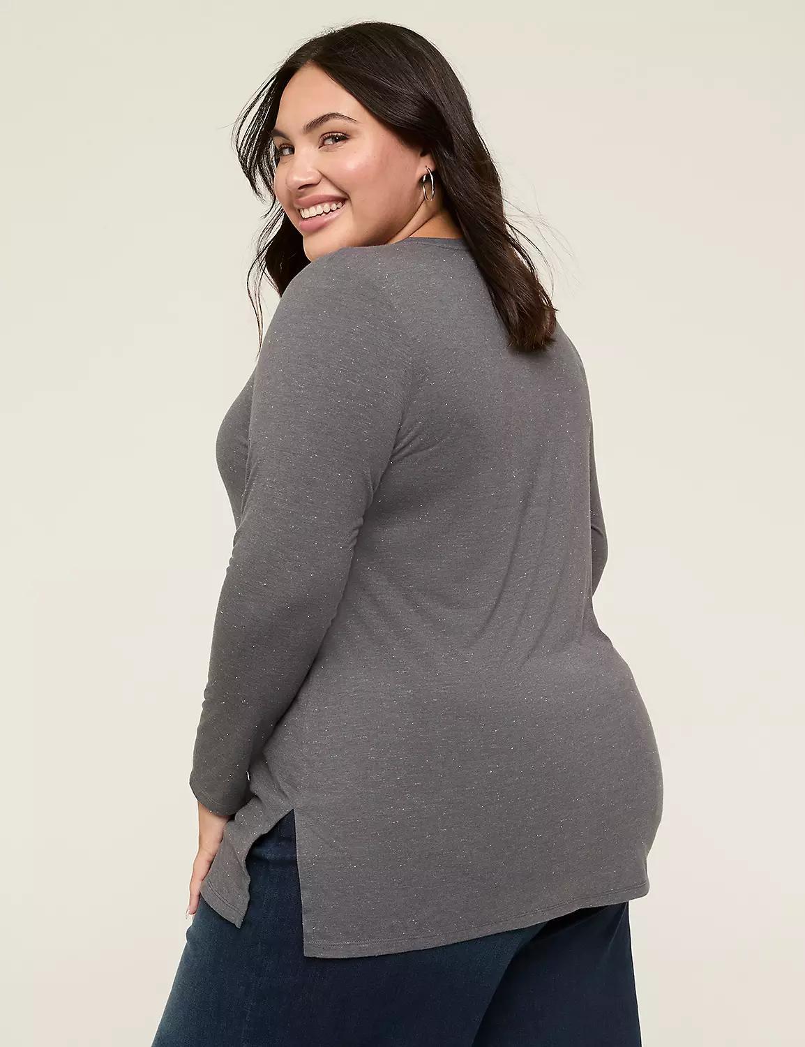Shimmer V-Neck Tunic Tee Product Image
