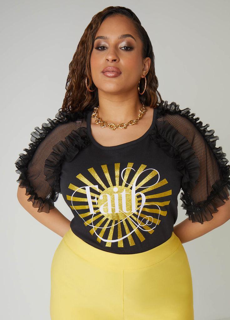 Faith Mesh Paneled Graphic Tee Product Image