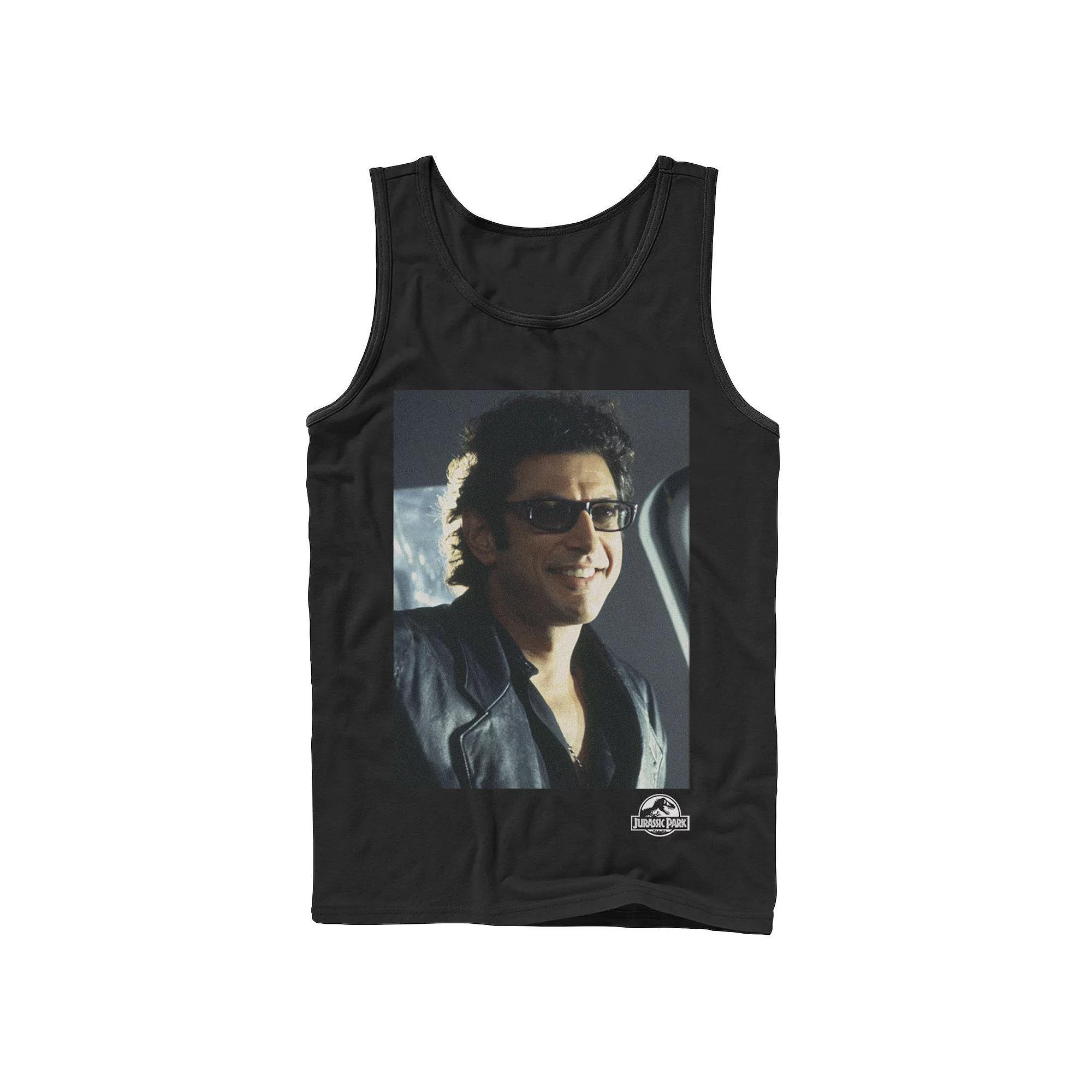 Mens Jurassic Park Goldblum Sly Smile Graphic Tank Top Athletic Grey Product Image