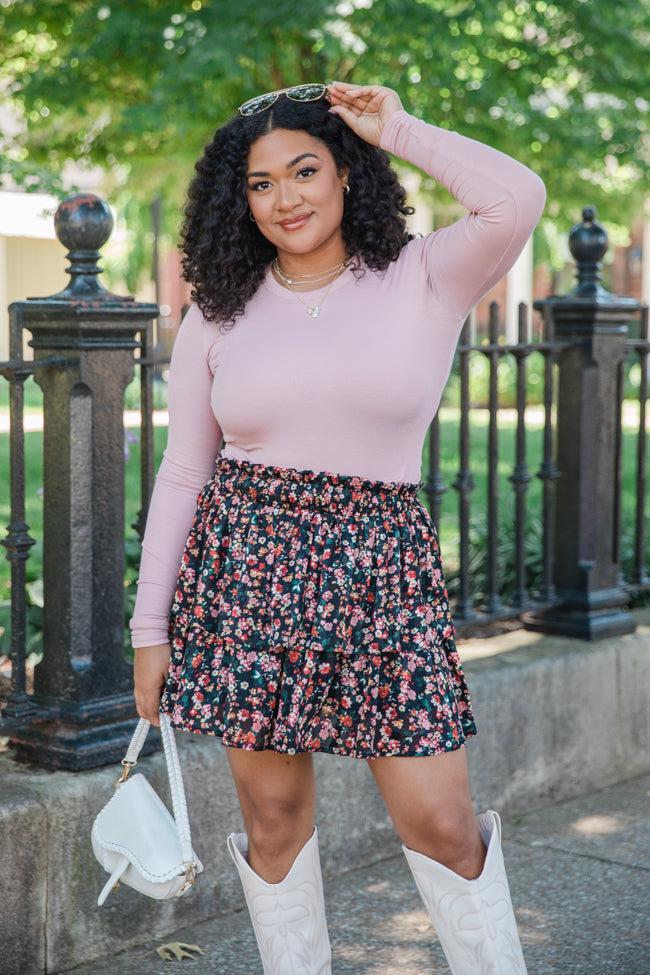 Breezy Black Floral Tiered Skort FINAL SALE Product Image