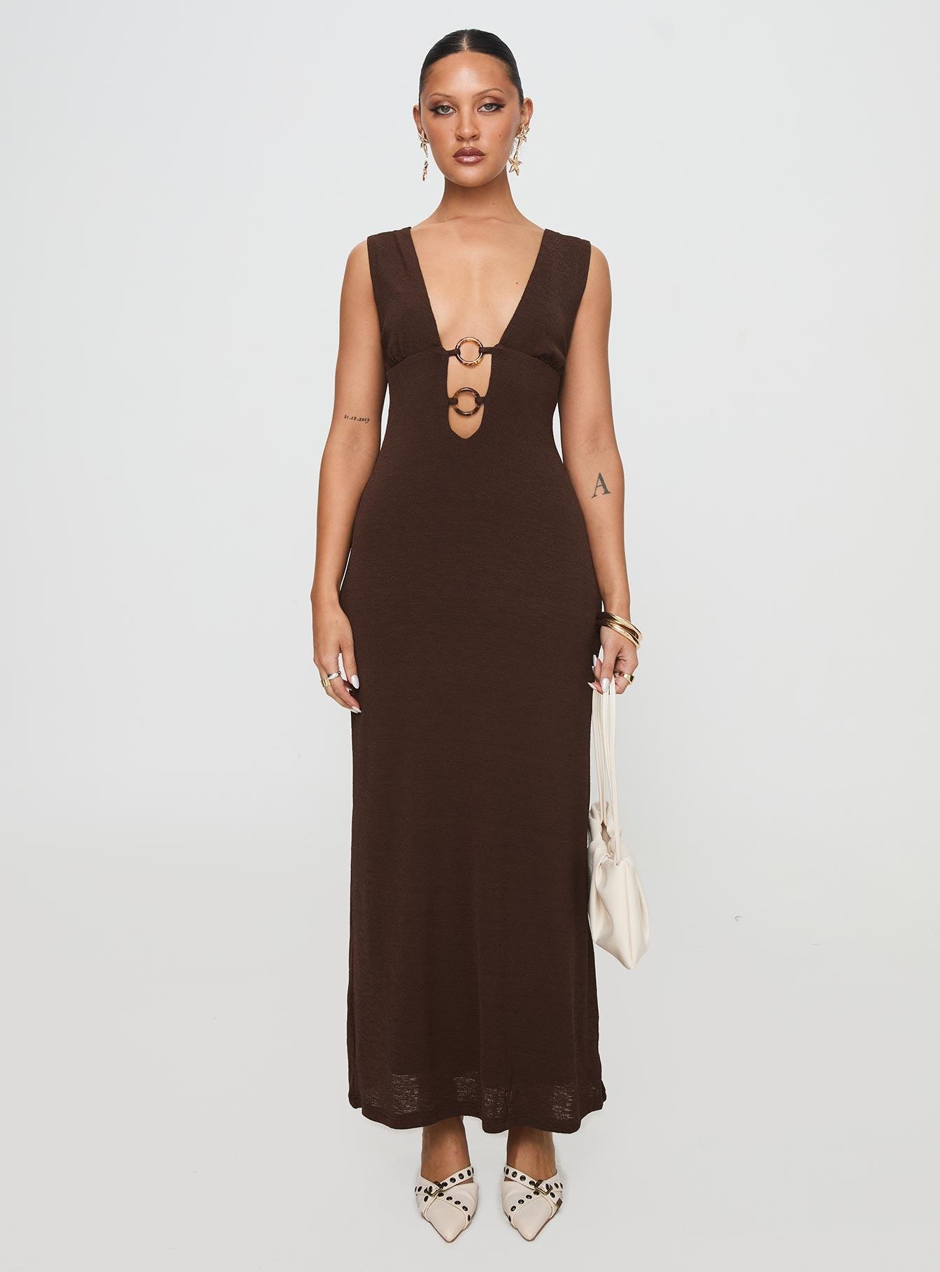 Steward Maxi Dress Chocolate Product Image