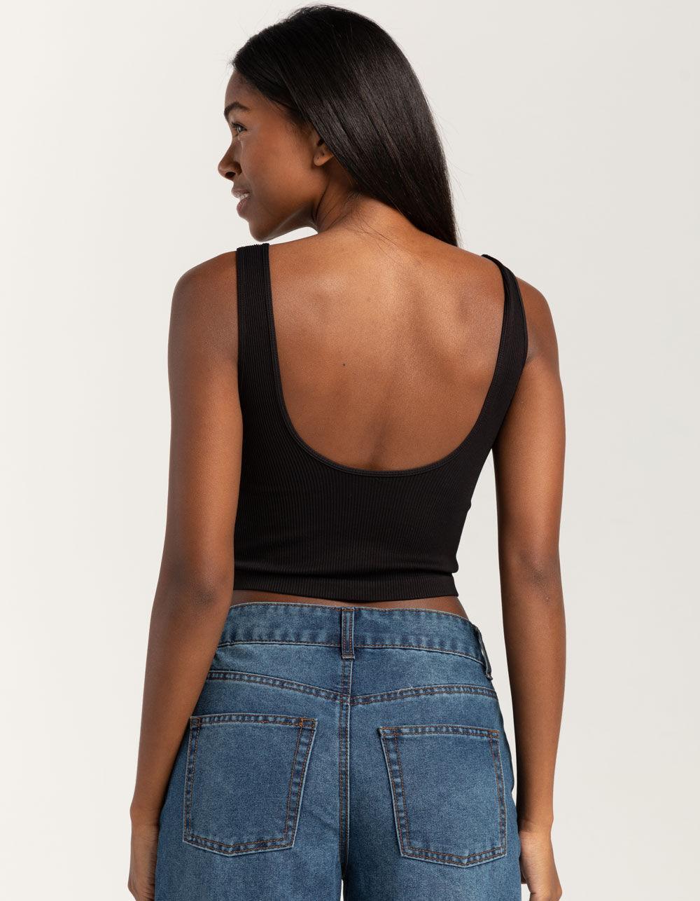 FULL TILT Seamless Low Back Womens Tank Top - BLACK Product Image