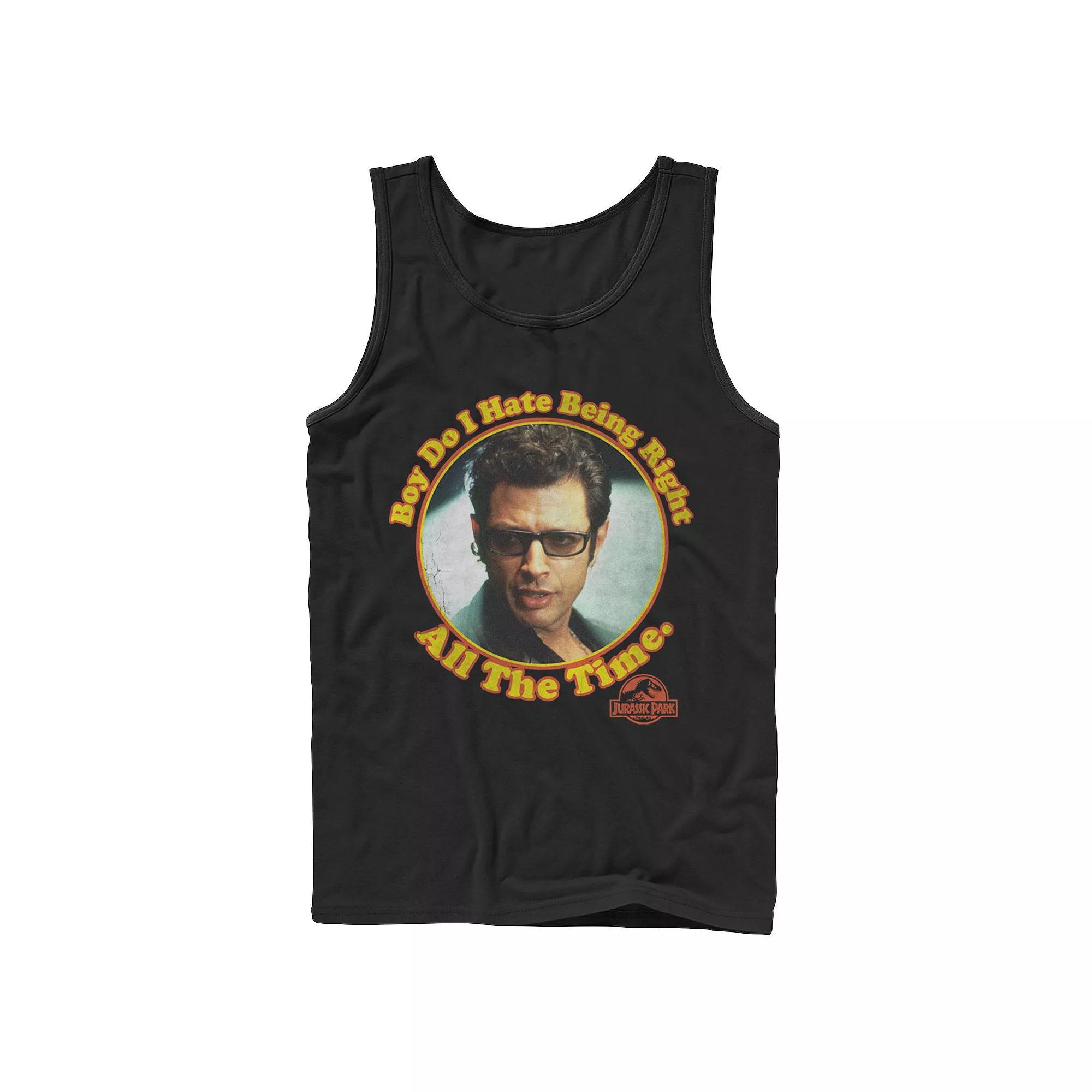 Men's Jurassic Park Hate Being Right All The Time Tank Top, Size: Large, Black Product Image