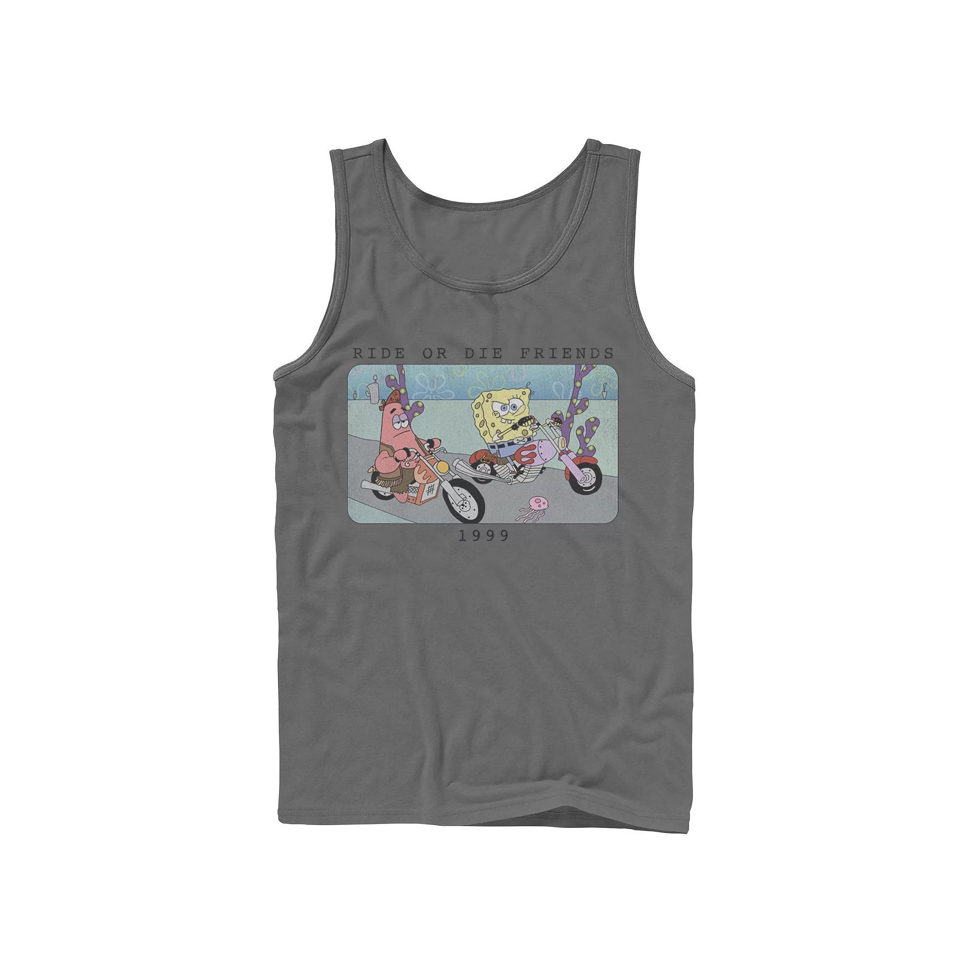 Men's Nickelodeon SpongeBob SquarePants Ride Or Die Friends 1999 Portrait Graphic Tank Top, Size: Small, Grey Product Image
