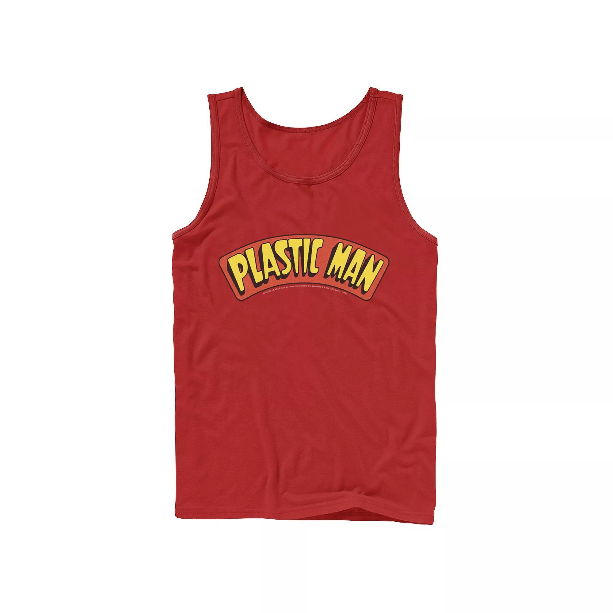 Men's DC Comics Plastic Man Text Logo Poster Tank Top, Size: Small, Blue Product Image