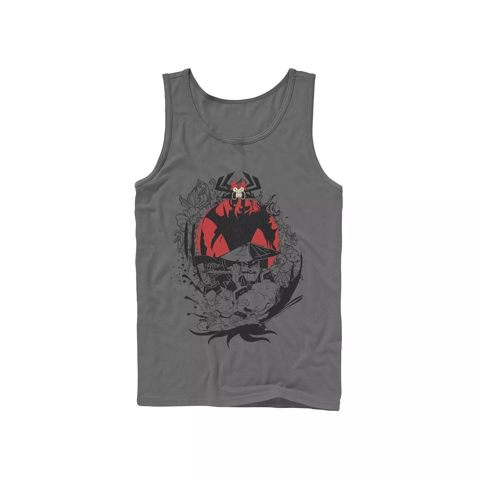 Mens Cartoon Network Samurai Jack Aku & The Flute Battle Music Tank Top Grey Product Image