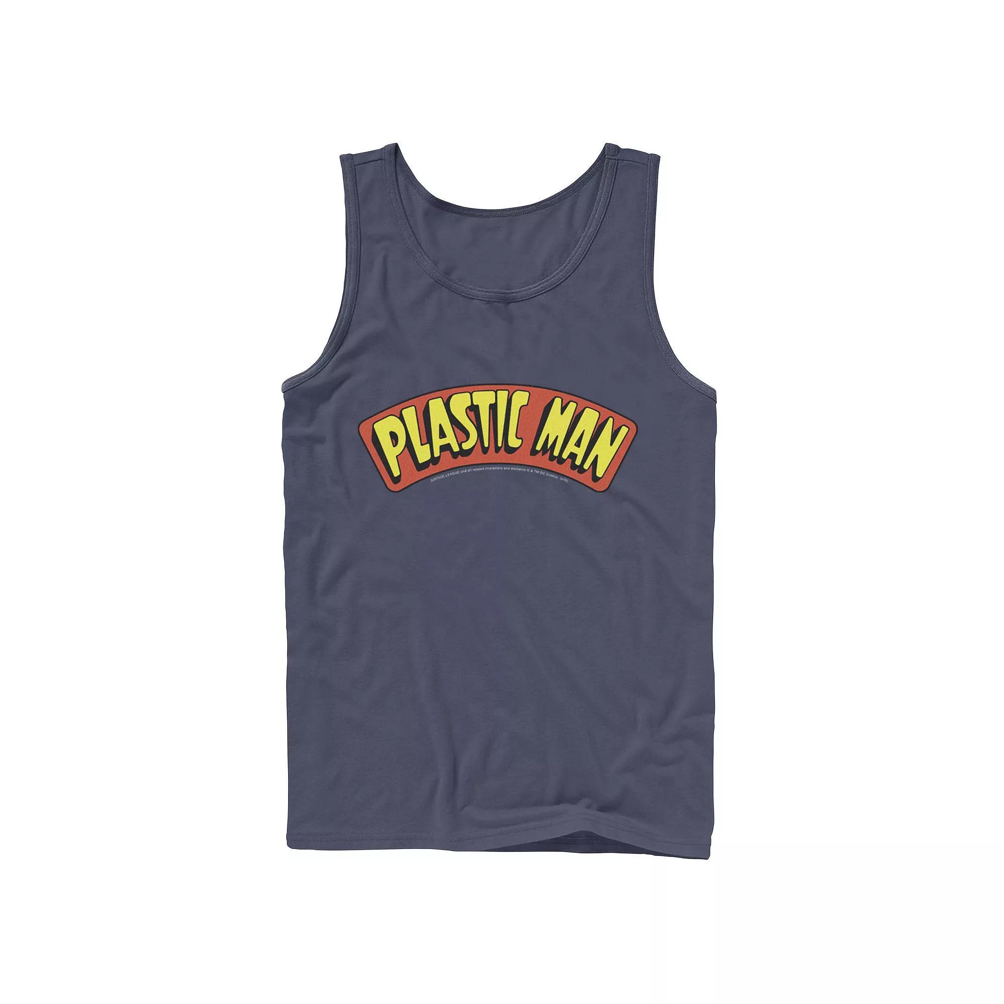 Men's DC Comics Plastic Man Text Logo Poster Tank Top, Size: Small, Blue Product Image