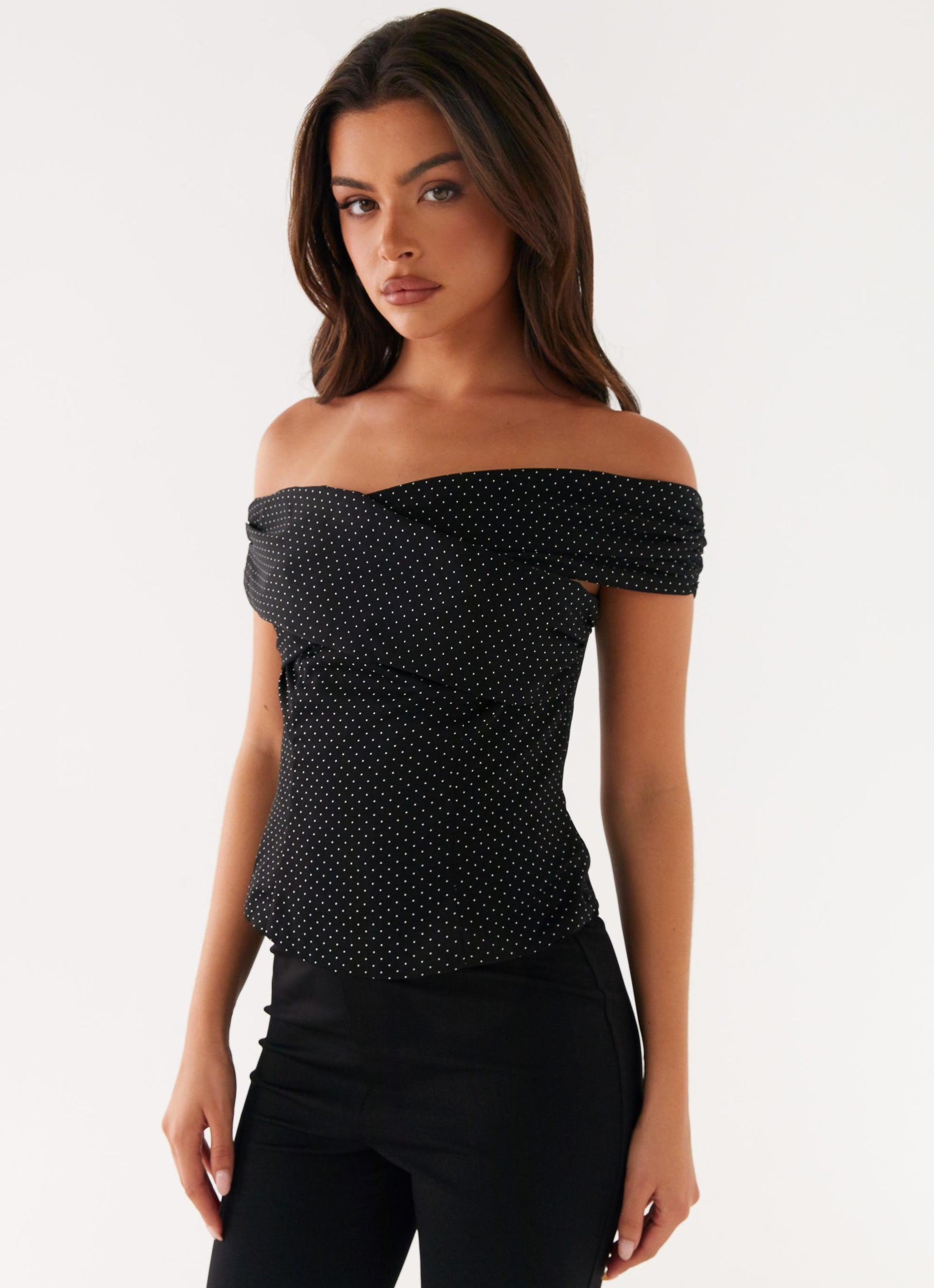 Tamera Top - Black Polka Dot Product Image