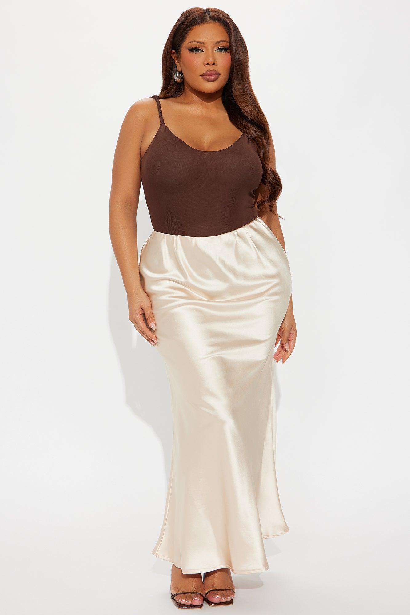 Kylie Satin Bias Cut Maxi Skirt - Champagne Product Image