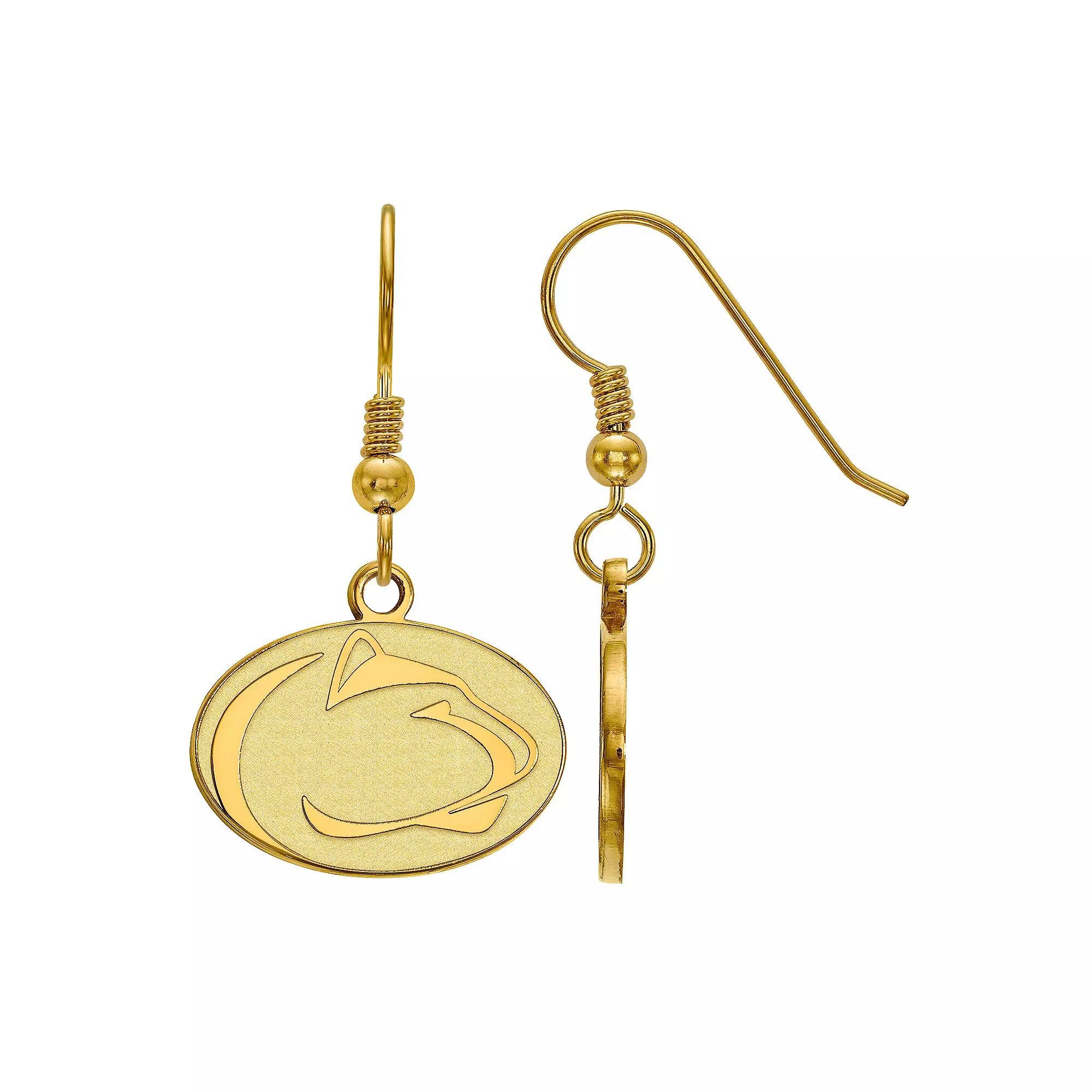 LogoArt 14K Gold Over Silver Penn State Nittany Lions Dangle Earrings, Women's, Size: 33 mm, 14k Gold Plated Product Image