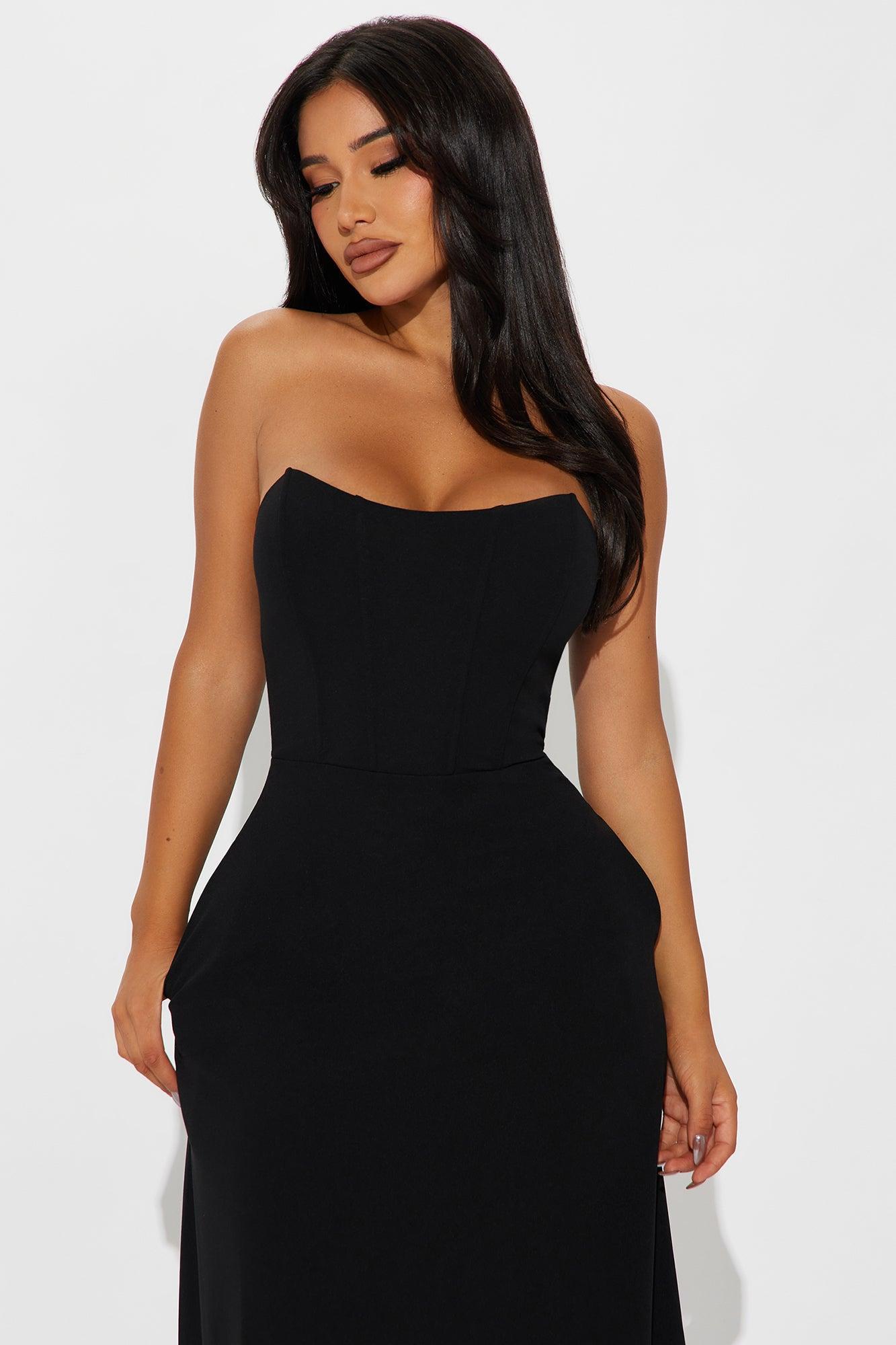 Oh Cherie Corset Midi Dress - Black Product Image