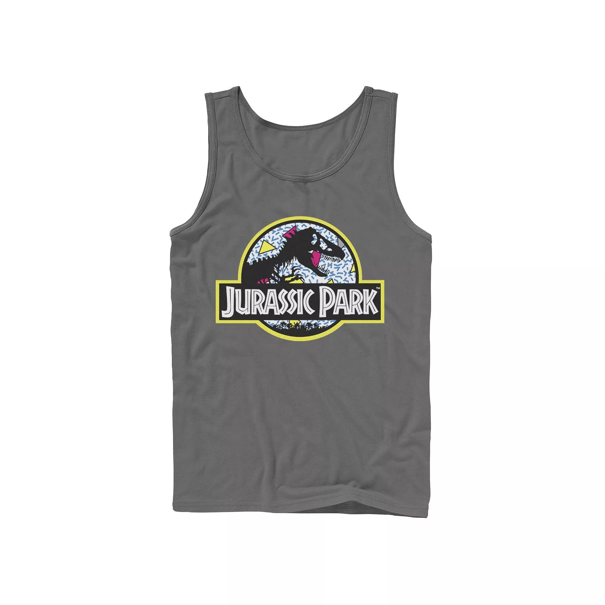 Men's Jurassic Park Blue Retro Classic Icon Tank Top, Size: XL, Grey Product Image