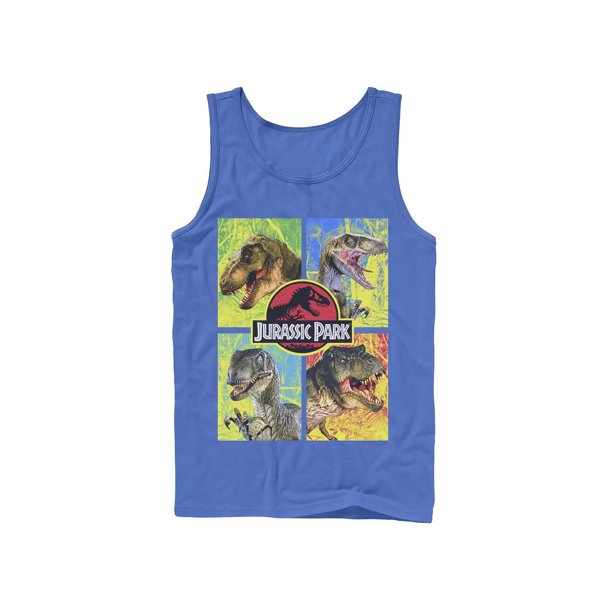 Men's Jurassic Park Four Different Dinosaur Faces Tank Top, Size: Small, Grey Product Image