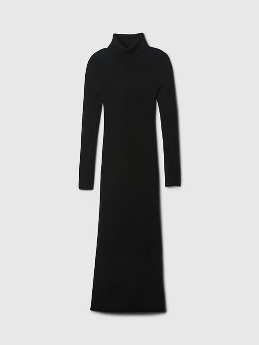 Turtleneck Rib Midi Sweater Dress Product Image