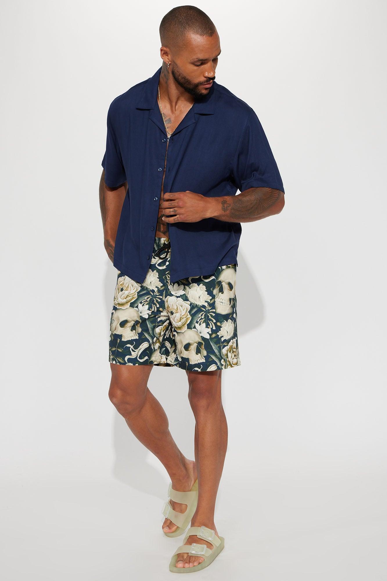 Dawson Relaxed Short Sleeve Cuban Shirt - Navy Product Image