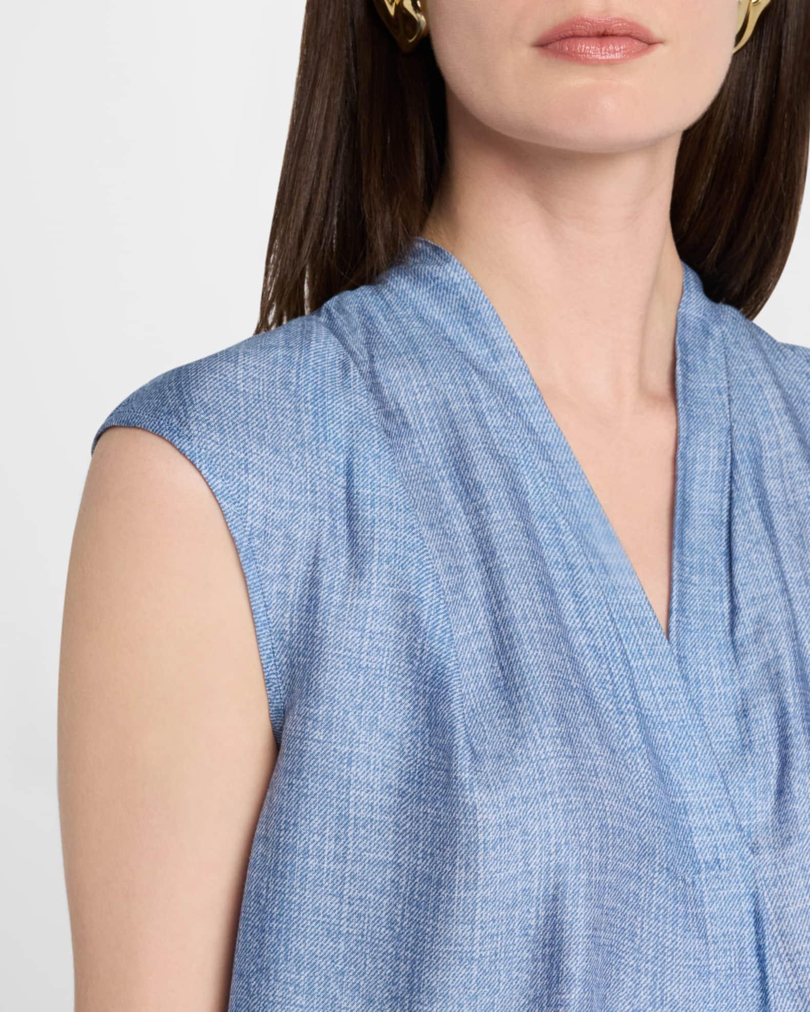 V-Neck Sleeveless Silk Blouse Product Image
