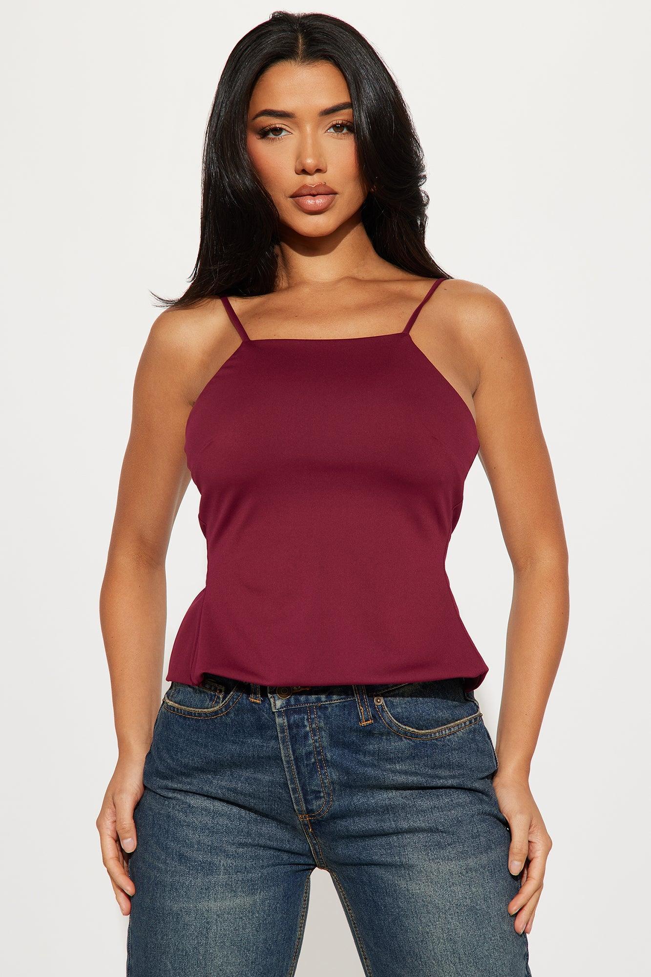 Not What It Seems Backless Top - Wine Product Image