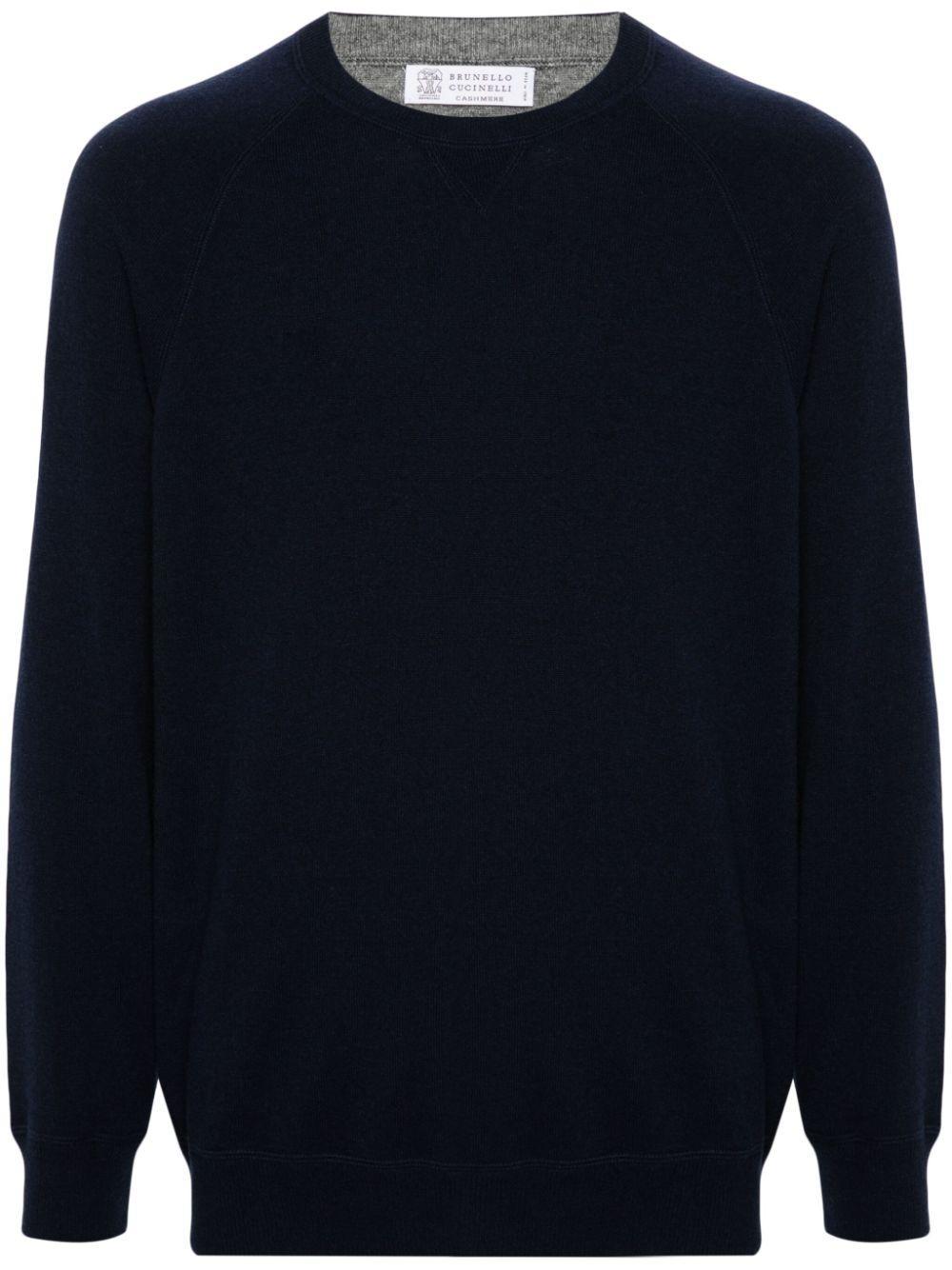 BRUNELLO CUCINELLI Knitted Cashmere Jumper In Blue Product Image