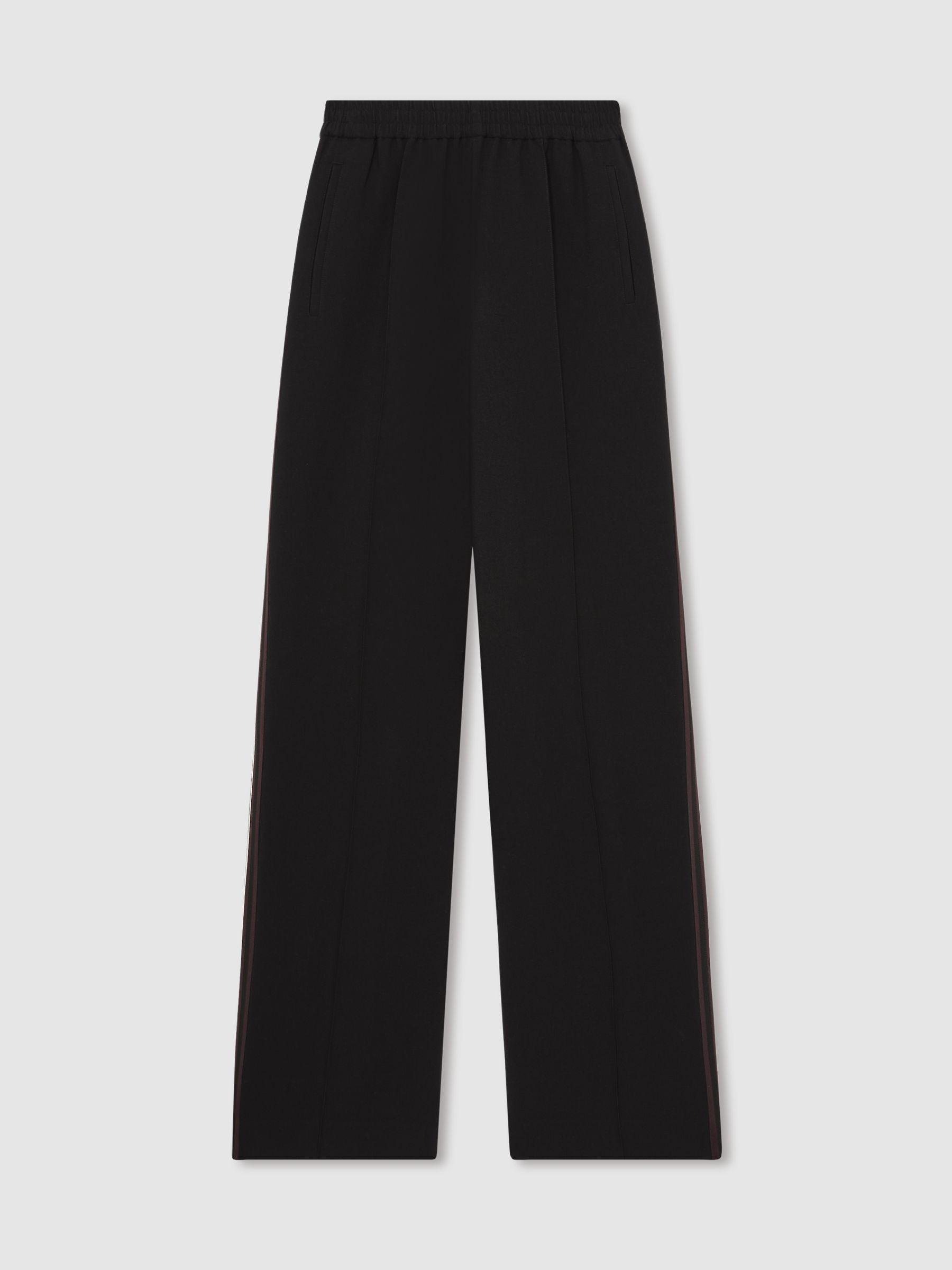 Side-Stripe Wide-Leg Trousers in Black Product Image