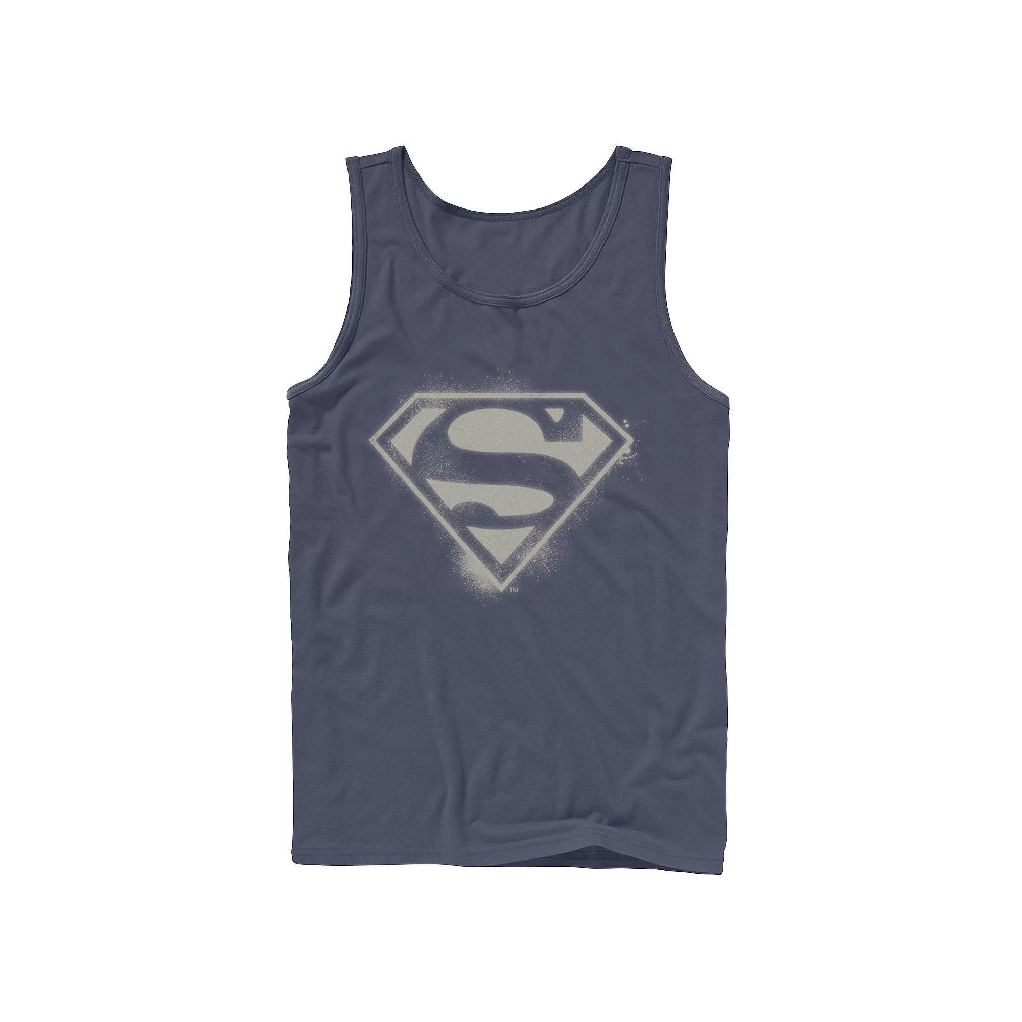 Men's DC Comics Superman Spray Paint Stencil Logo Tank Top, Size: Small, Blue Product Image