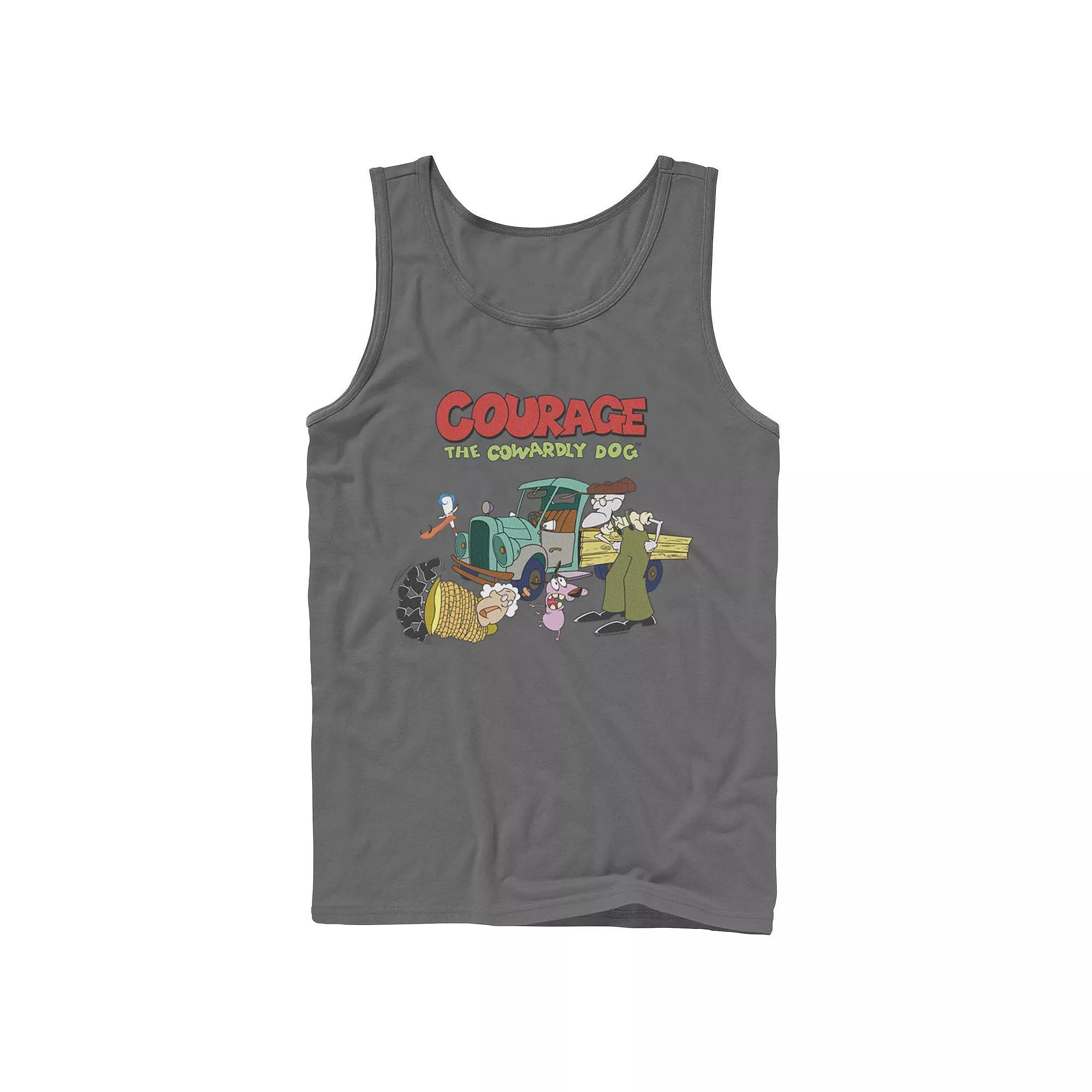 Men's Courage The Cowardly Dog Scene Logo Tank Top, Size: Large, Athletic Grey Product Image