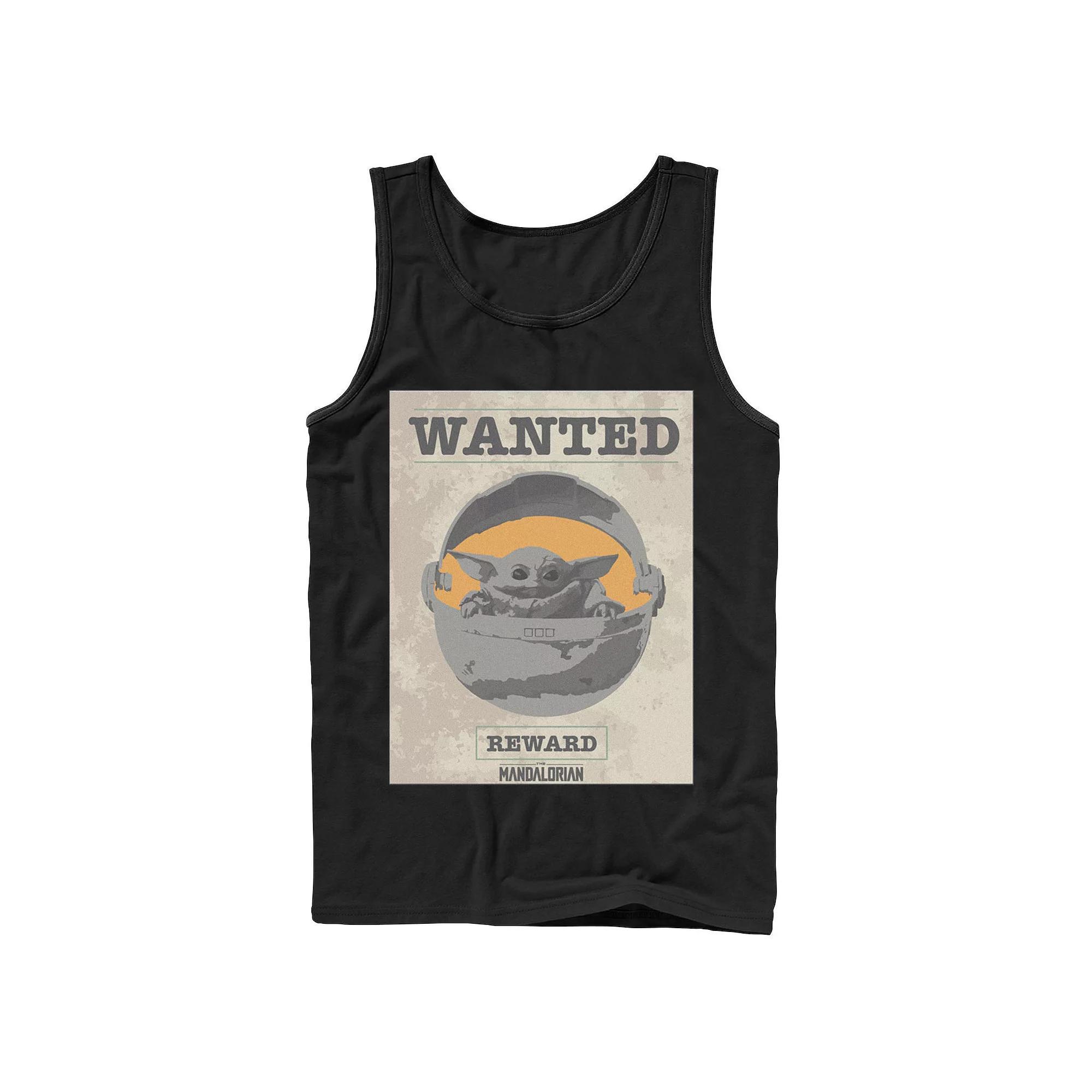 Men's Star Wars The Mandalorian The Child Wanted Poster Tank Top, Size: XL, Black Product Image