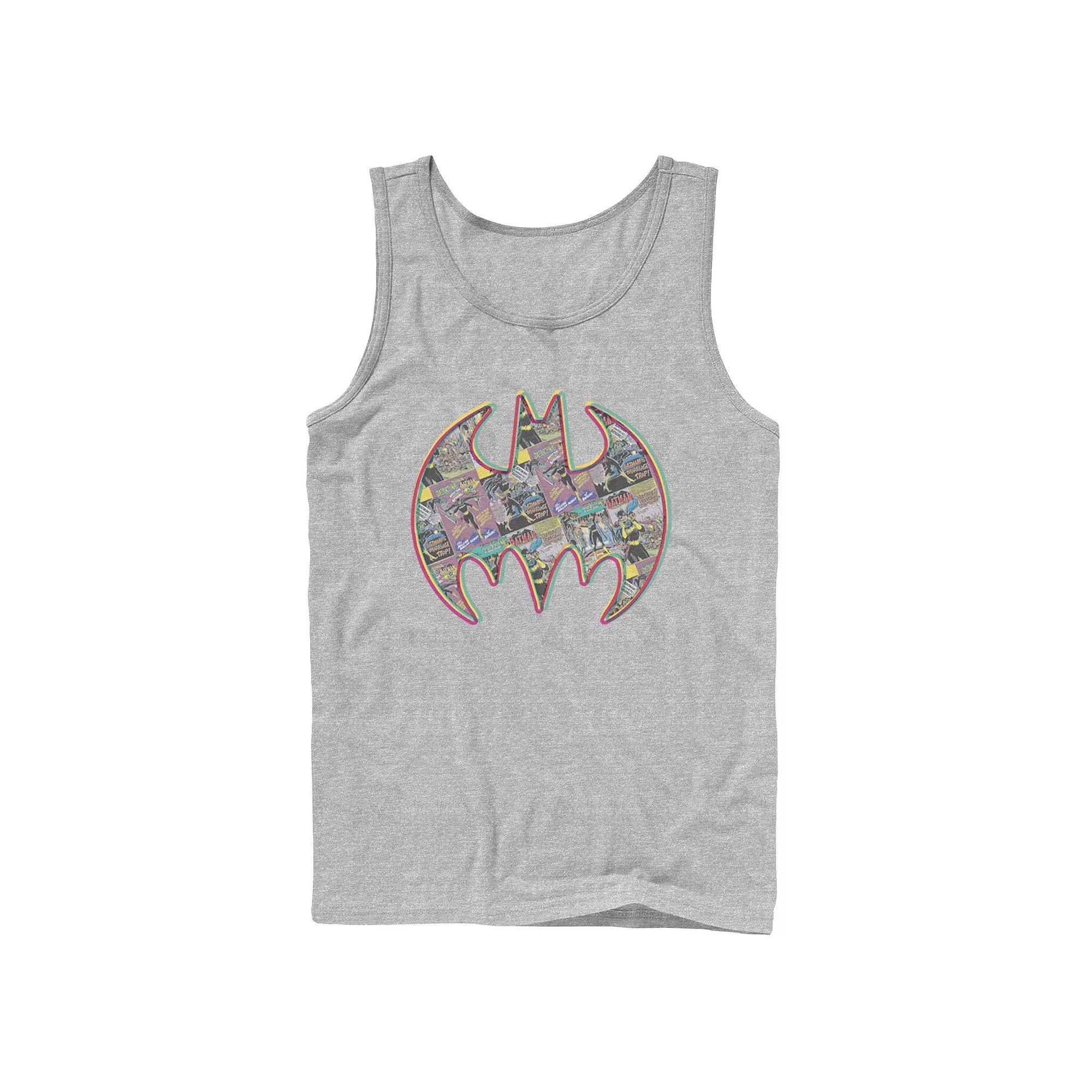 Men's DC Comics Batman Neon Comic Cover Logo Tank Top, Size: Small, Grey Product Image