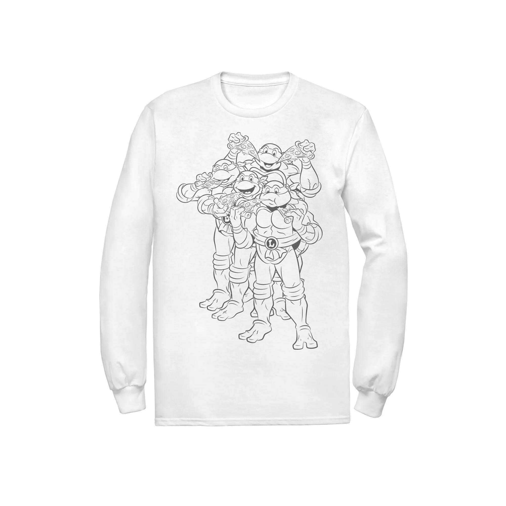 Men's Ninja Turtles Outline Group Shot Long Sleeve Tee, Size: XXL, Silver Product Image